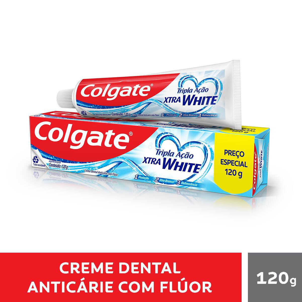 Creme Dental Colgate Tripla A&ccedil;&atilde;o Xtra White Caixa 120g