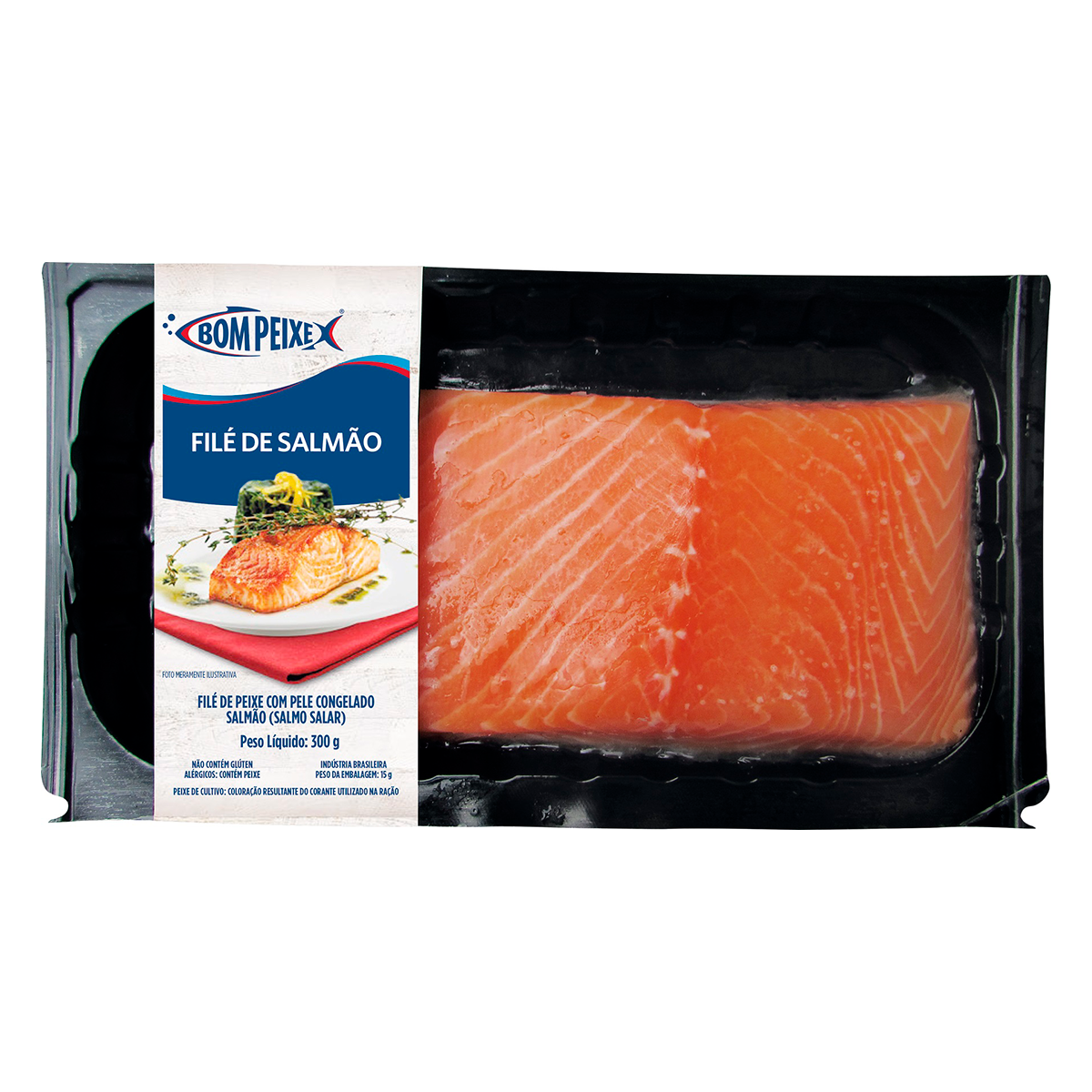 Fil&eacute; Salm&atilde;o Com Pele Bandeja Bom Peixe 300g