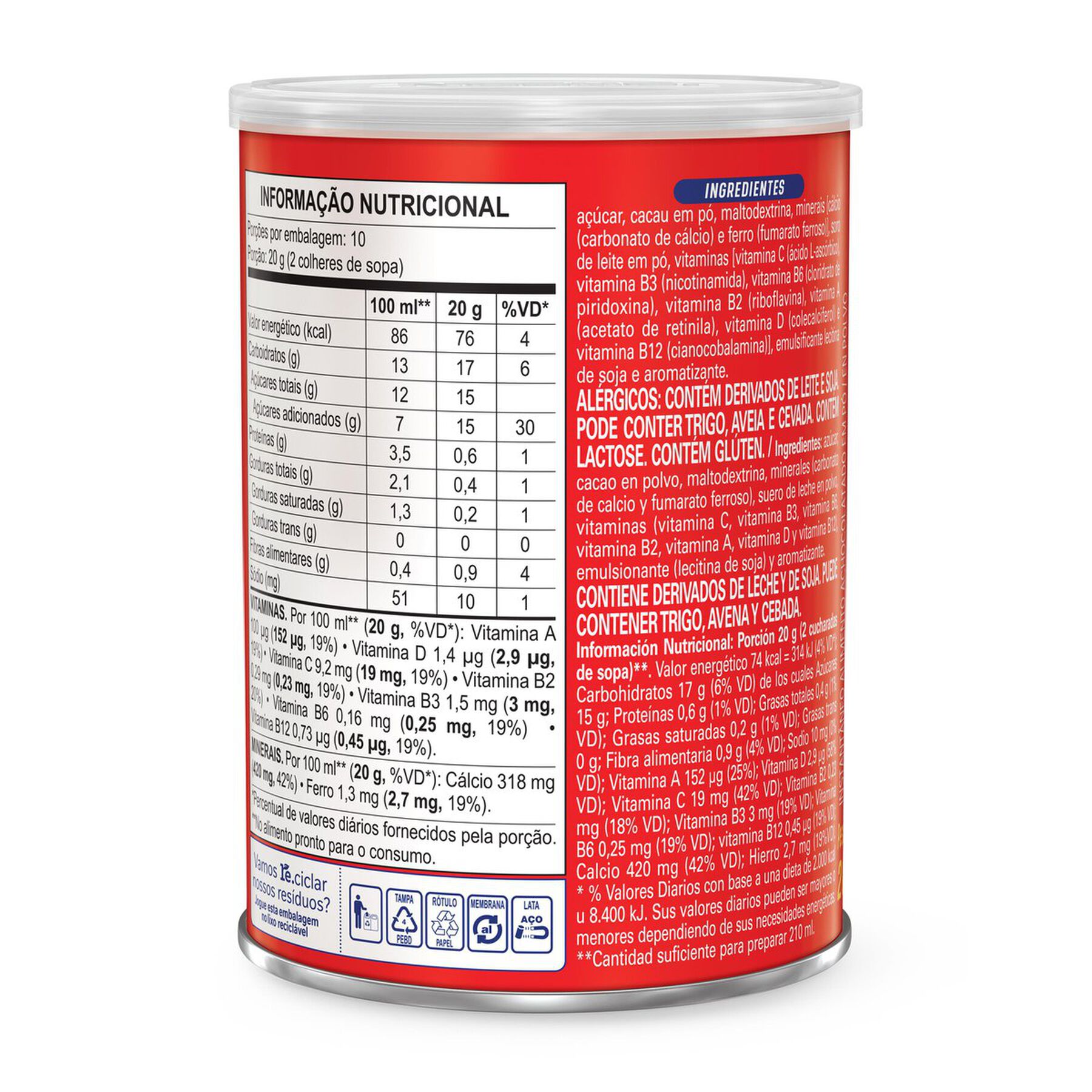 Achocolatado em Pó Nescau Nestlé Lata 200g