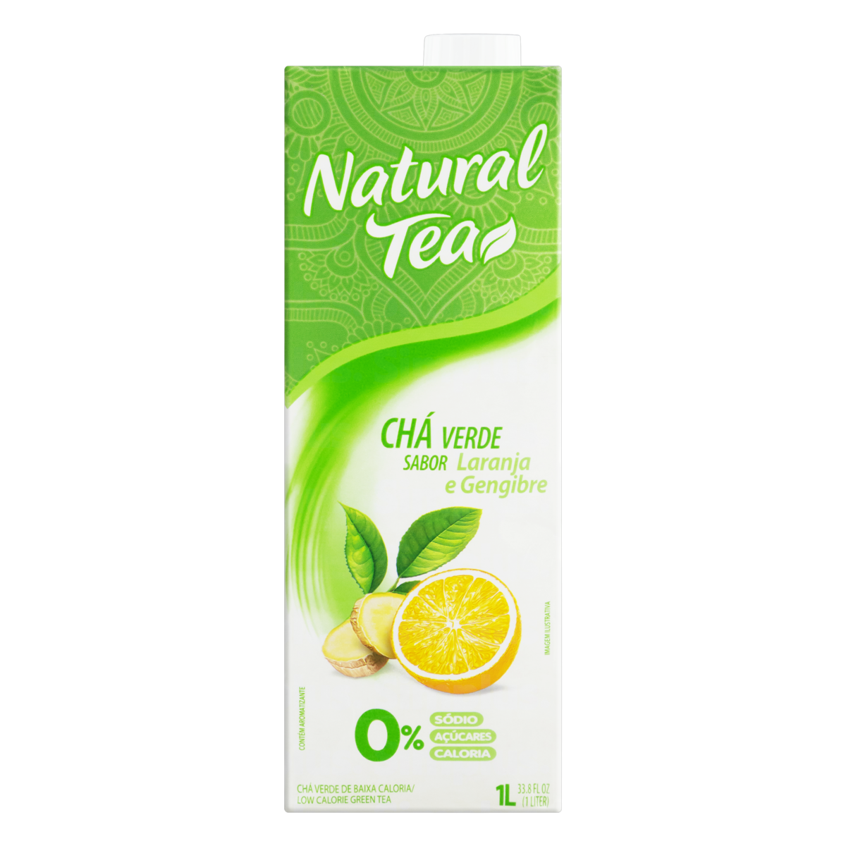 Ch&aacute; Verde Laranja e Gengibre Zero A&ccedil;&uacute;car Natural Tea Caixa 1l