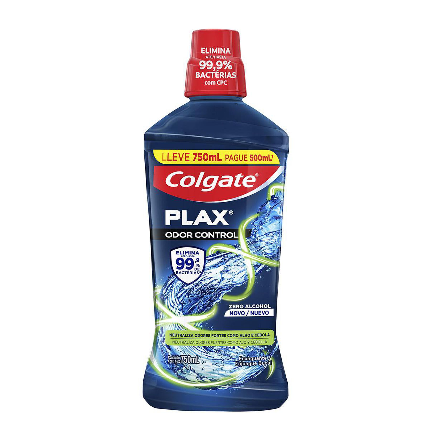 Enxaguante Bucal Plax Odor Control Zero Álcool Colgate Frasco 750ml - Embalagem Leve 750ml Pague 500ml
