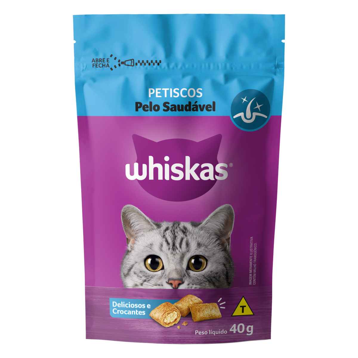 Petiscos para Gatos Pelo Saud&aacute;vel Whiskas Pouch 40g