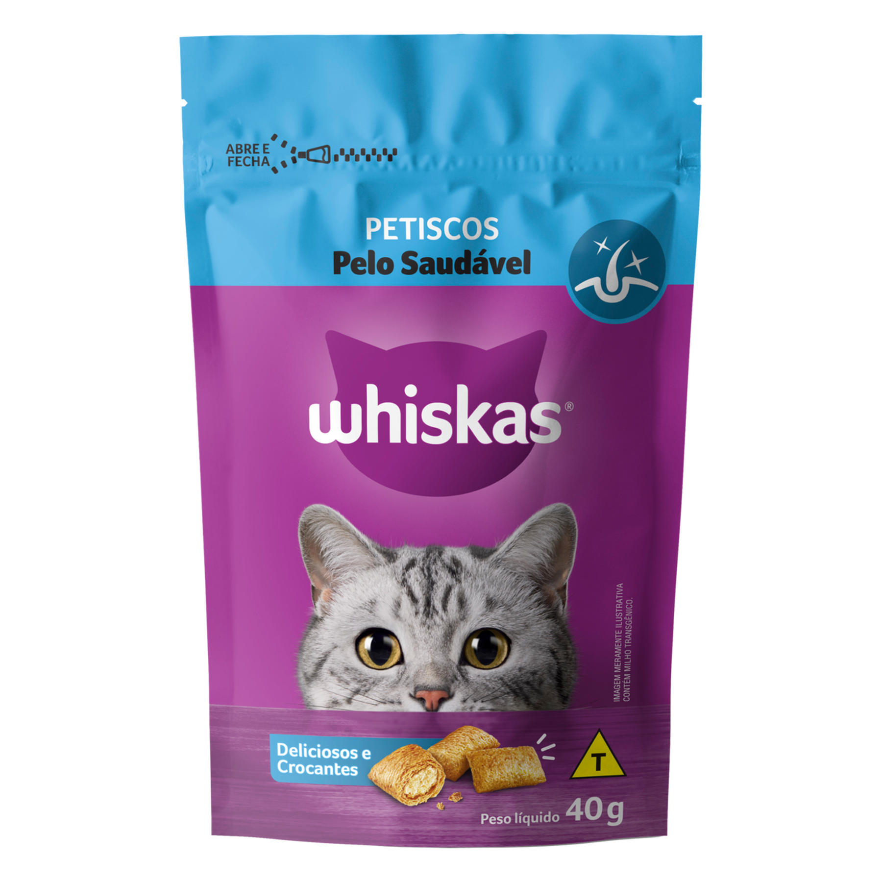 Petiscos para Gatos Pelo Saudável Whiskas Pouch 40g