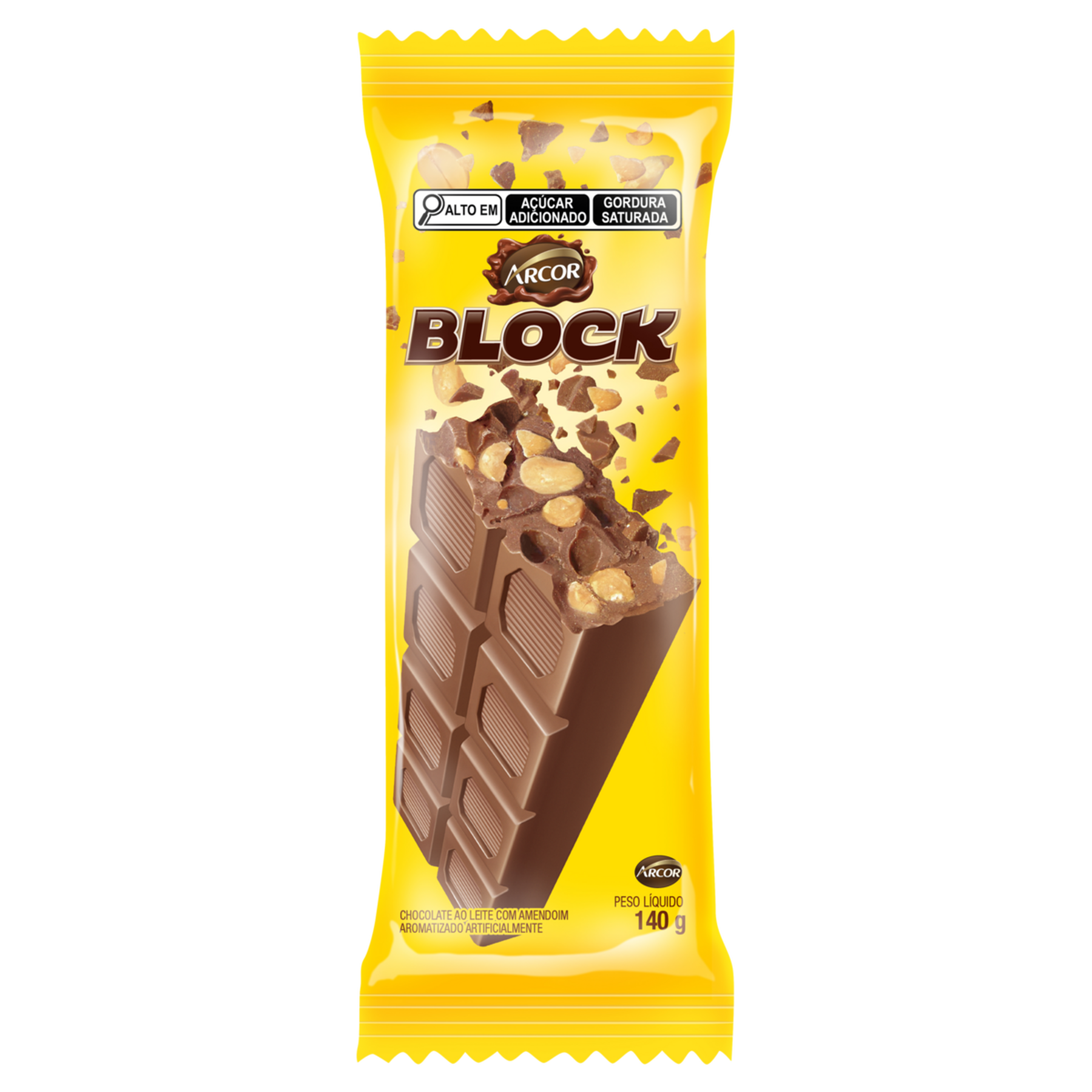 Chocolate ao Leite com Amendoim Block Pacote 140g