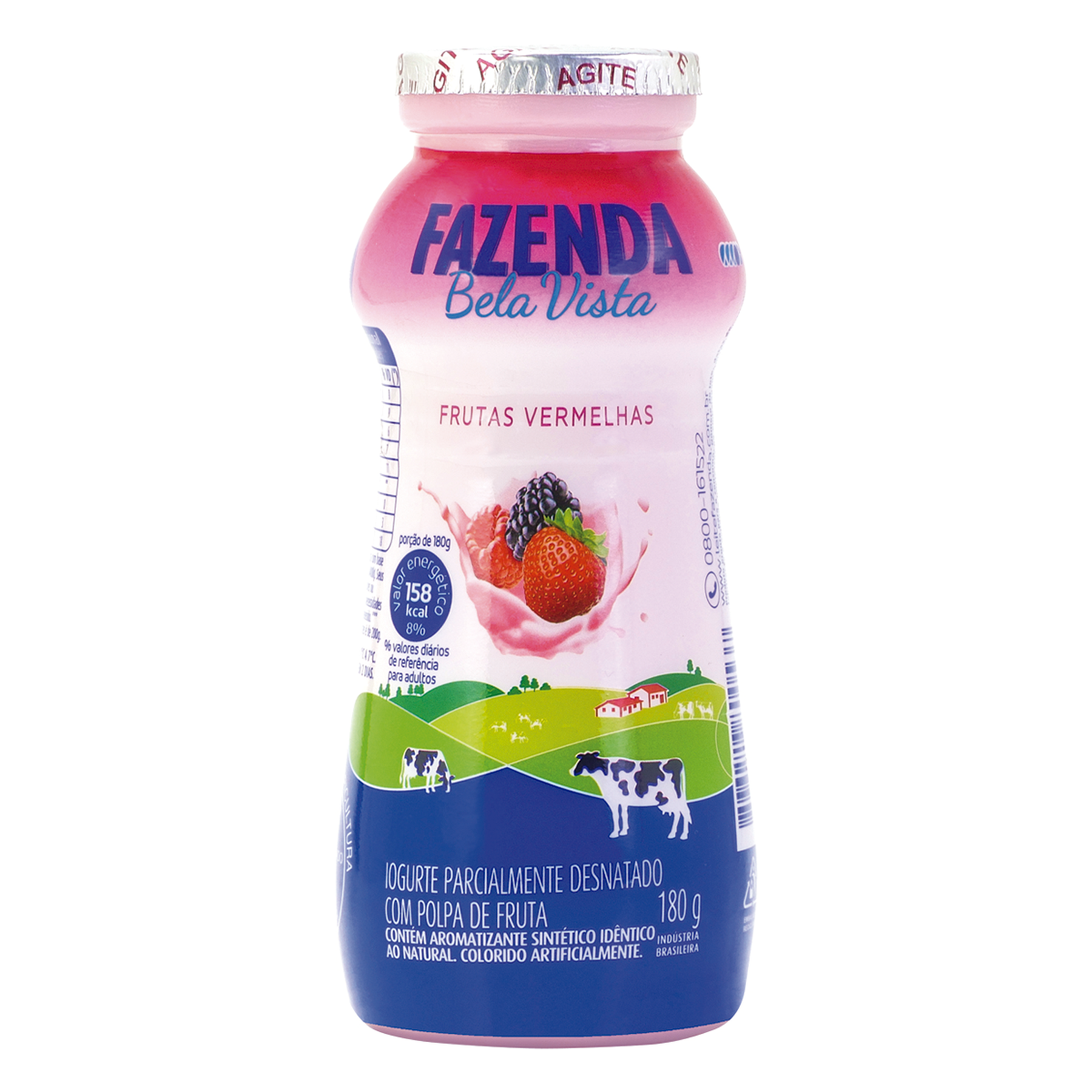 Iogurte Parcialmente Desnatado Frutas Vermelhas Fazenda Bela Vista Frasco 180g
