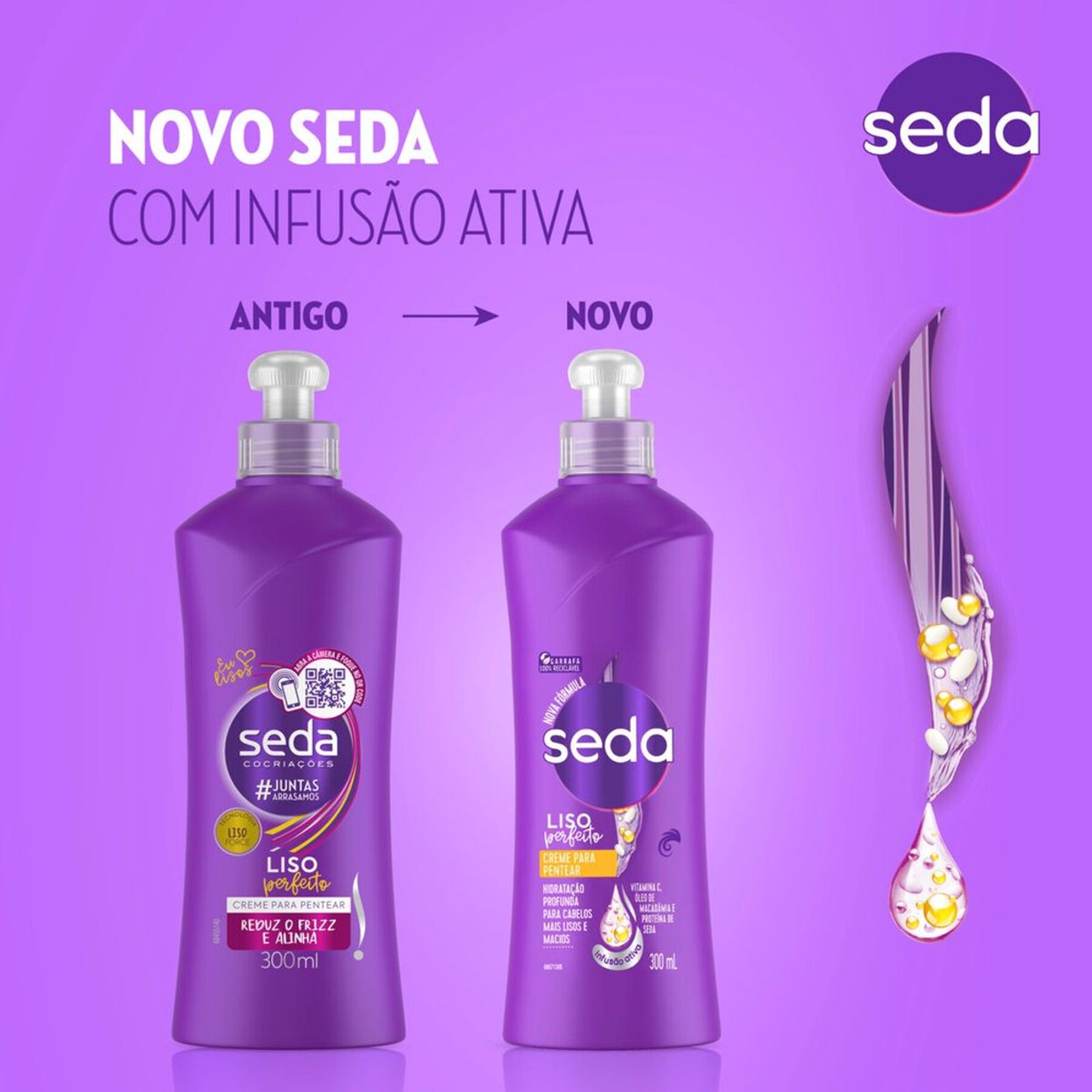 Creme para Pentear Liso Perfeito Seda Cocriações Frasco 300ml