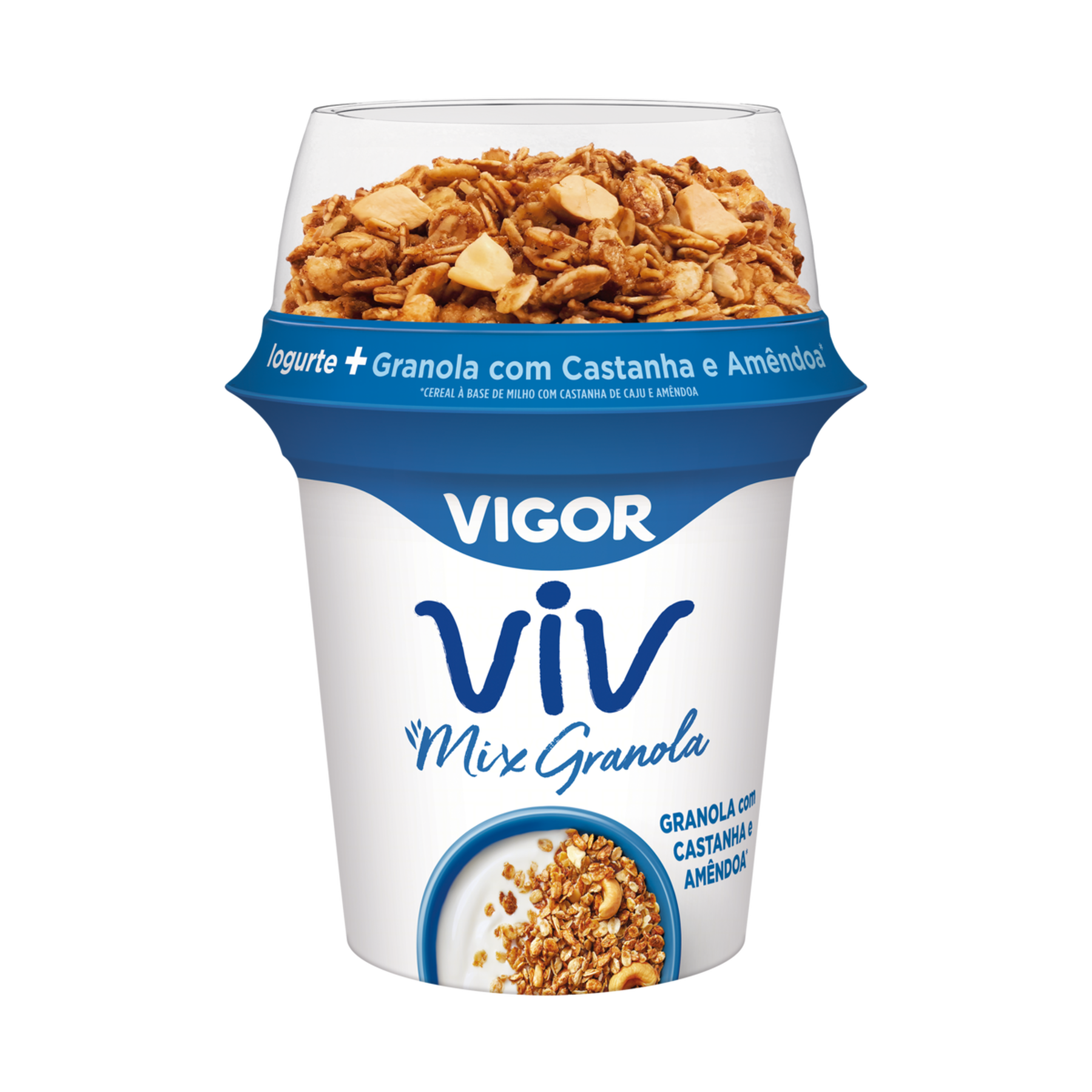 Iogurte Integral + Granola com Castanha e Am&ecirc;ndoa Vigor Viv Mix Copo 140g