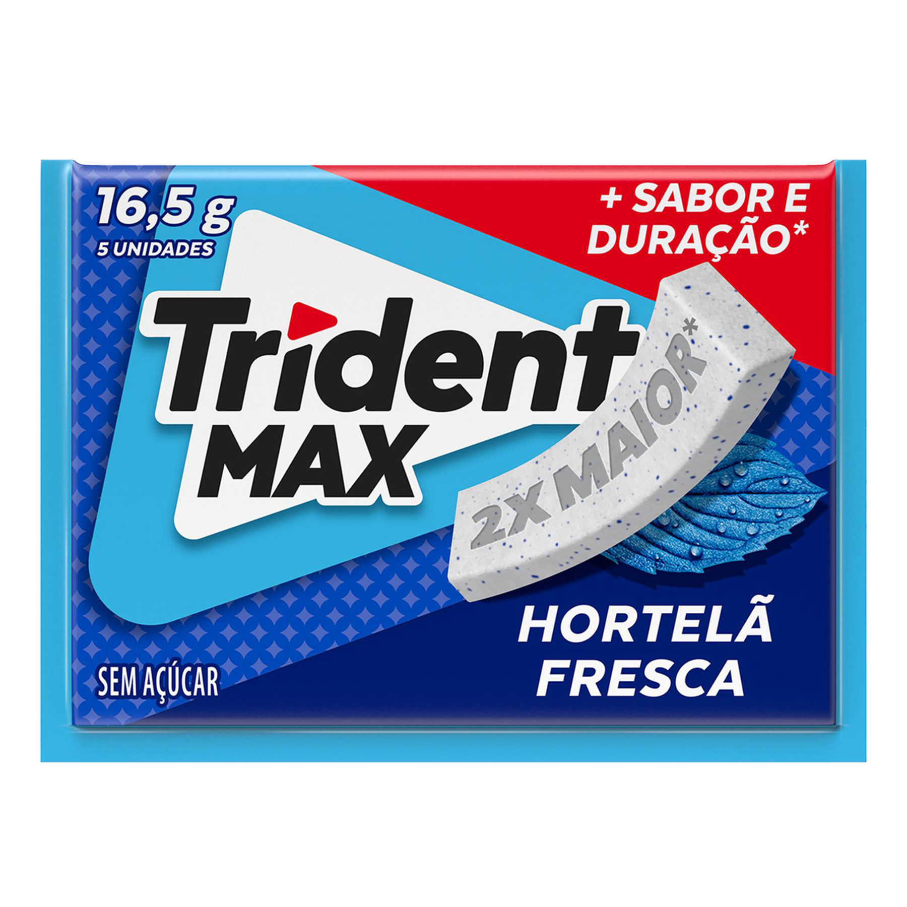 Chiclete Trident Max Hortelã Fresca Sem Açúcar 16g -Embalagem com 5 unid.