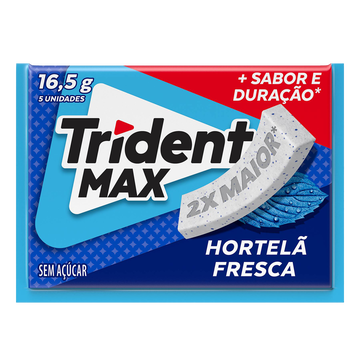 Chiclete Trident Max Hortelã Fresca Sem Açúcar 16g -Embalagem com 5 unid.