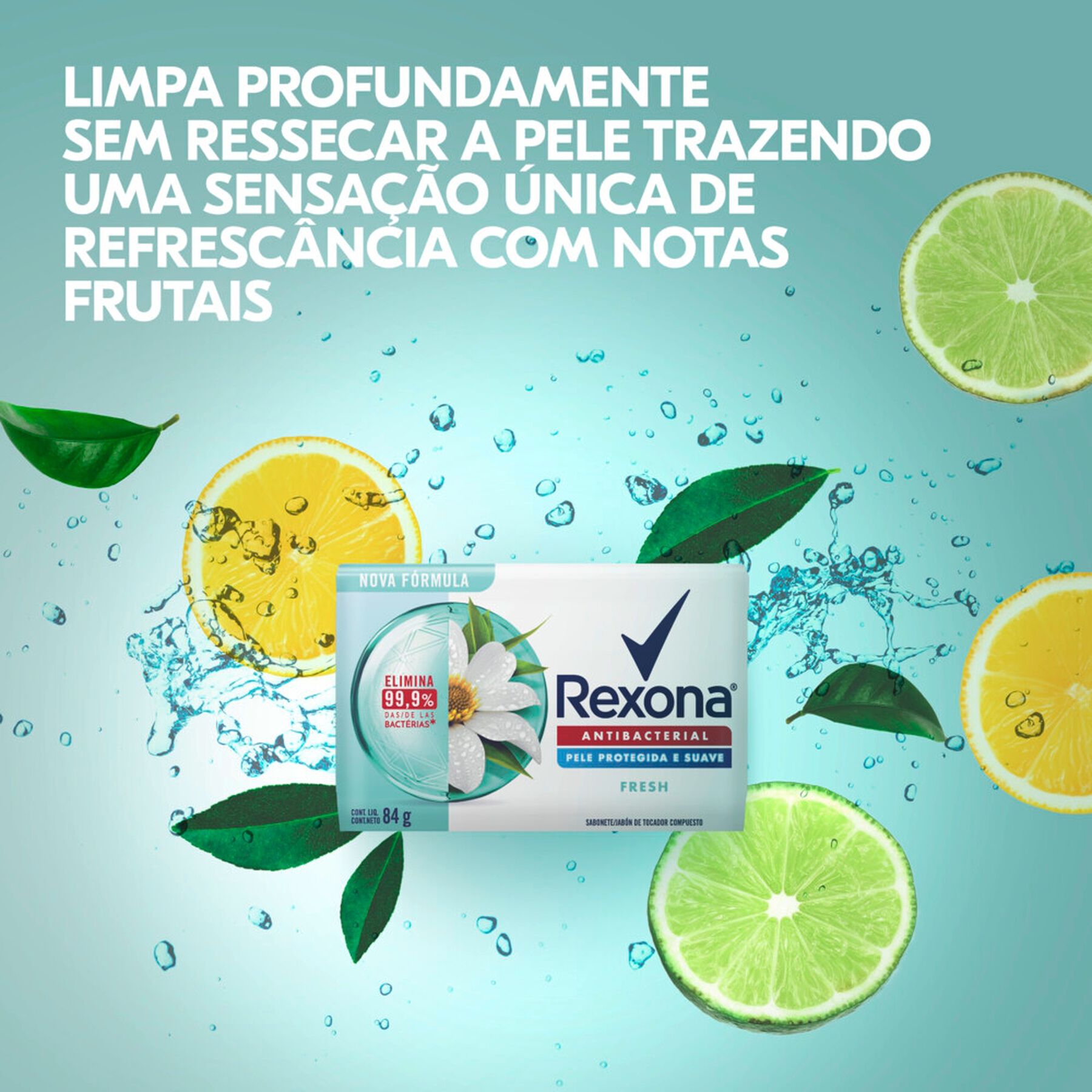 Sabonete em Barra Antibacterial Fresh Rexona Cartucho 84g