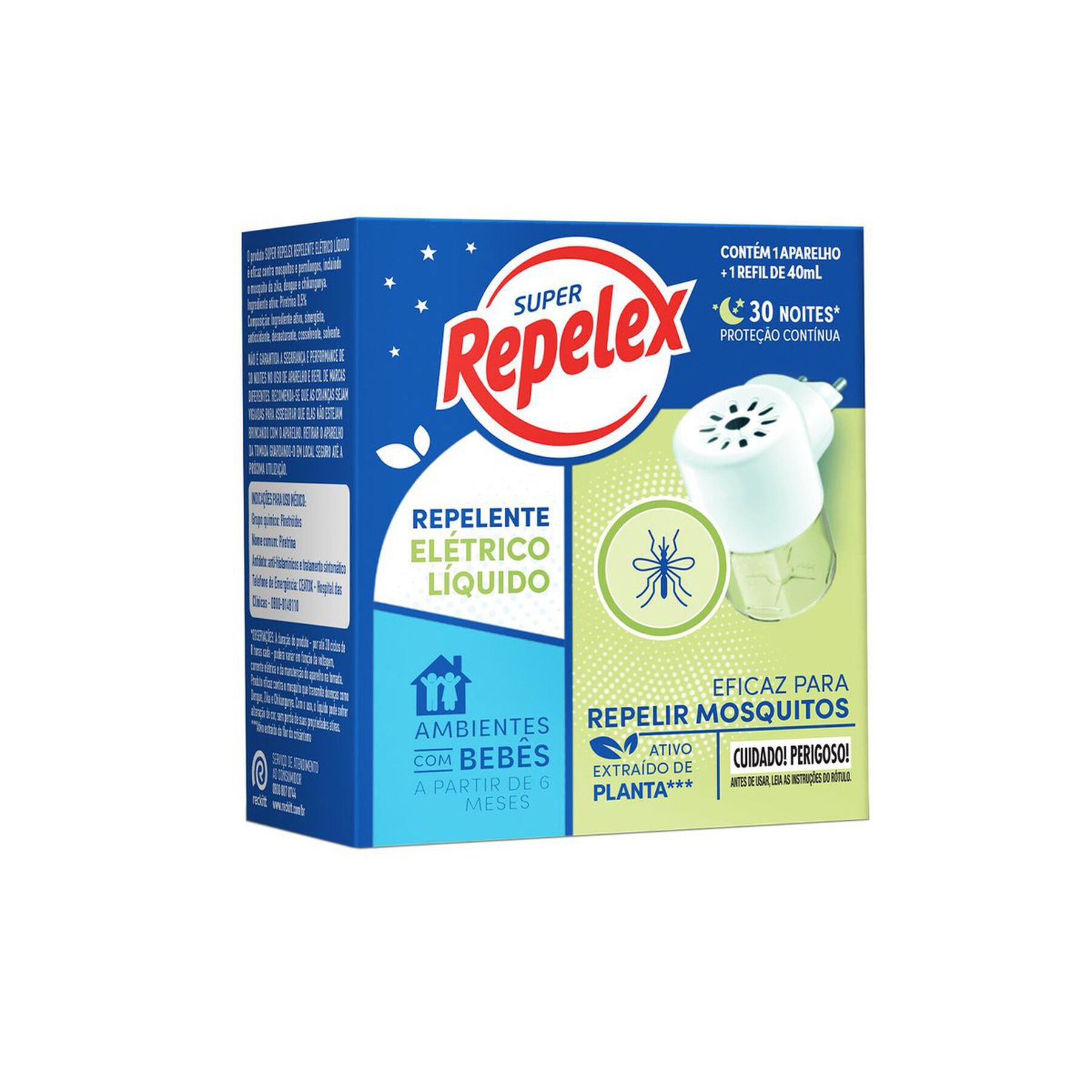 Aparelho El&eacute;trico + Refil Repelente L&iacute;quido 30 Noites Super Repelex 40ml