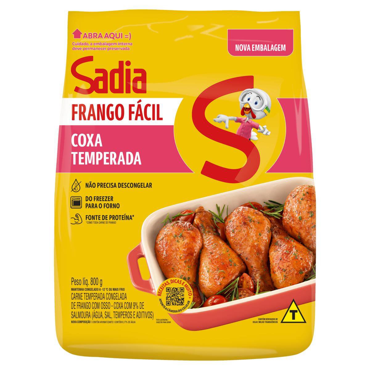 Coxa de Frango Congelada Temperada Sadia Frango F&aacute;cil 800g