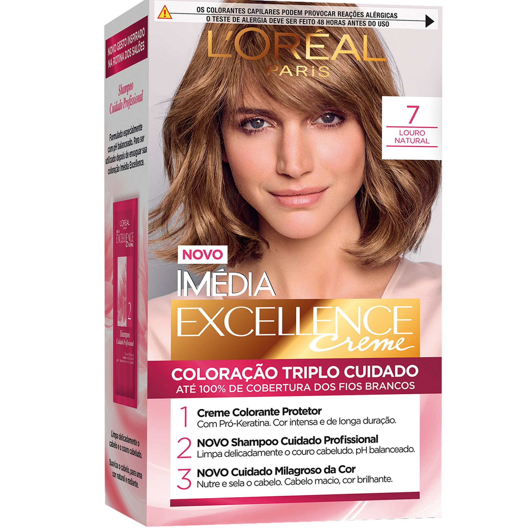 Kit Colora&ccedil;&atilde;o Creme 7 Louro Natural L'or&eacute;al Paris Im&eacute;dia Excellence