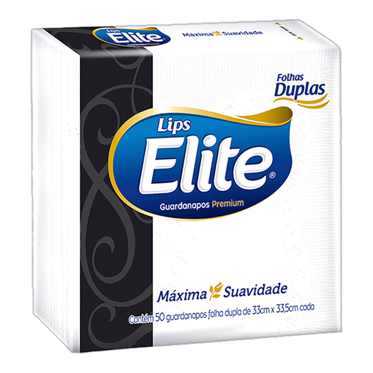 Guardanapo de Papel Folha Dupla Lips Elite 33x33,5cm C/50 Unidades