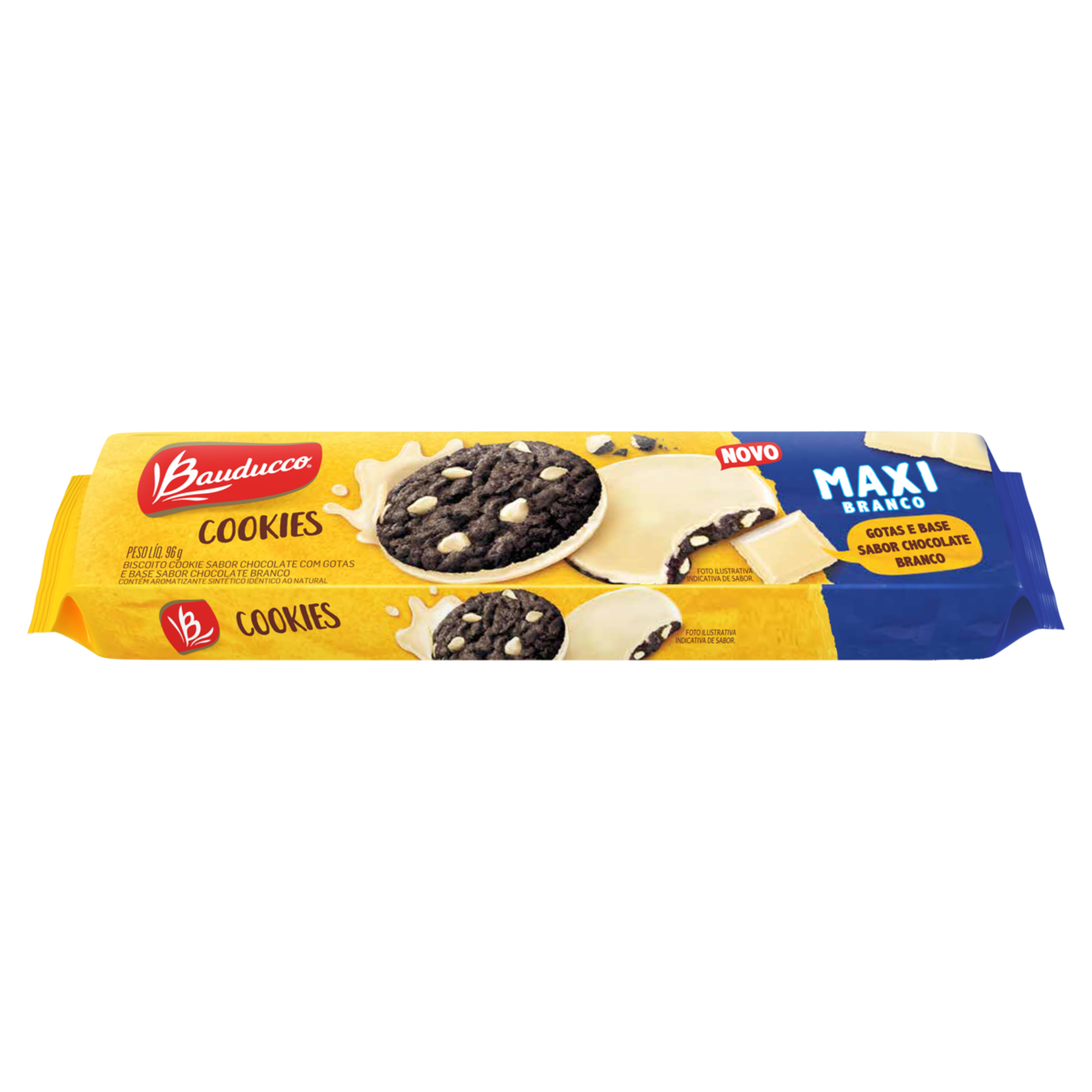Biscoito Cookie Chocolate com Gotas e Base de Chocolate Branco Bauducco Maxi Pacote 96g