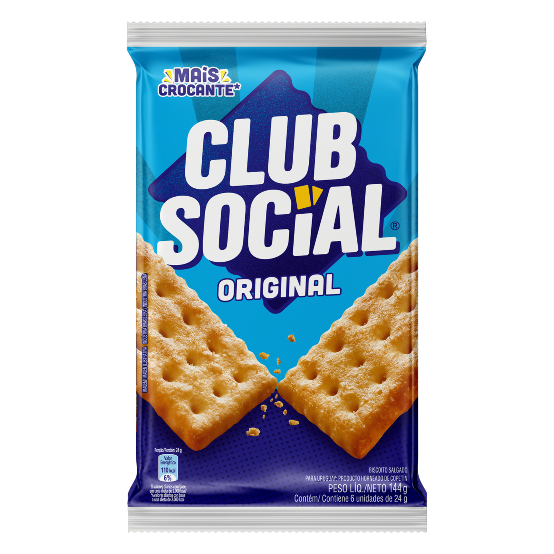 Pack Biscoito Original Club Social Pacote 144g 6 Unidades