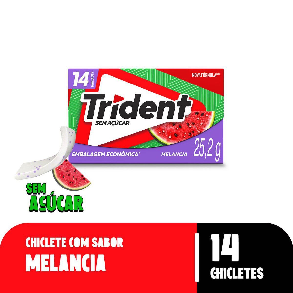Chiclete Trident Melancia 25,2g - Embalagem Econ&ocirc;mica 14 unid.