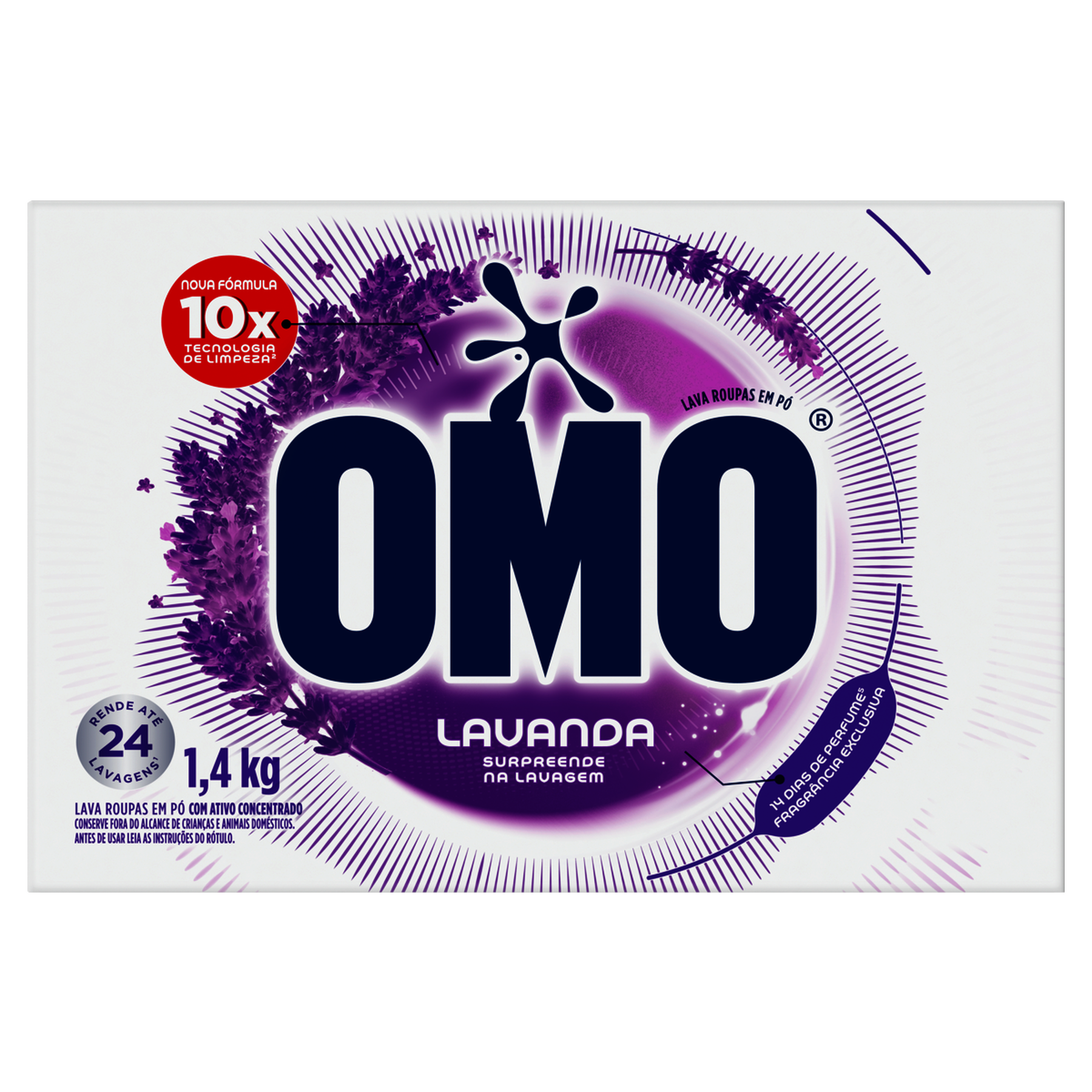 Lava Roupas em P&oacute; Lavanda Omo Caixa 1,4kg