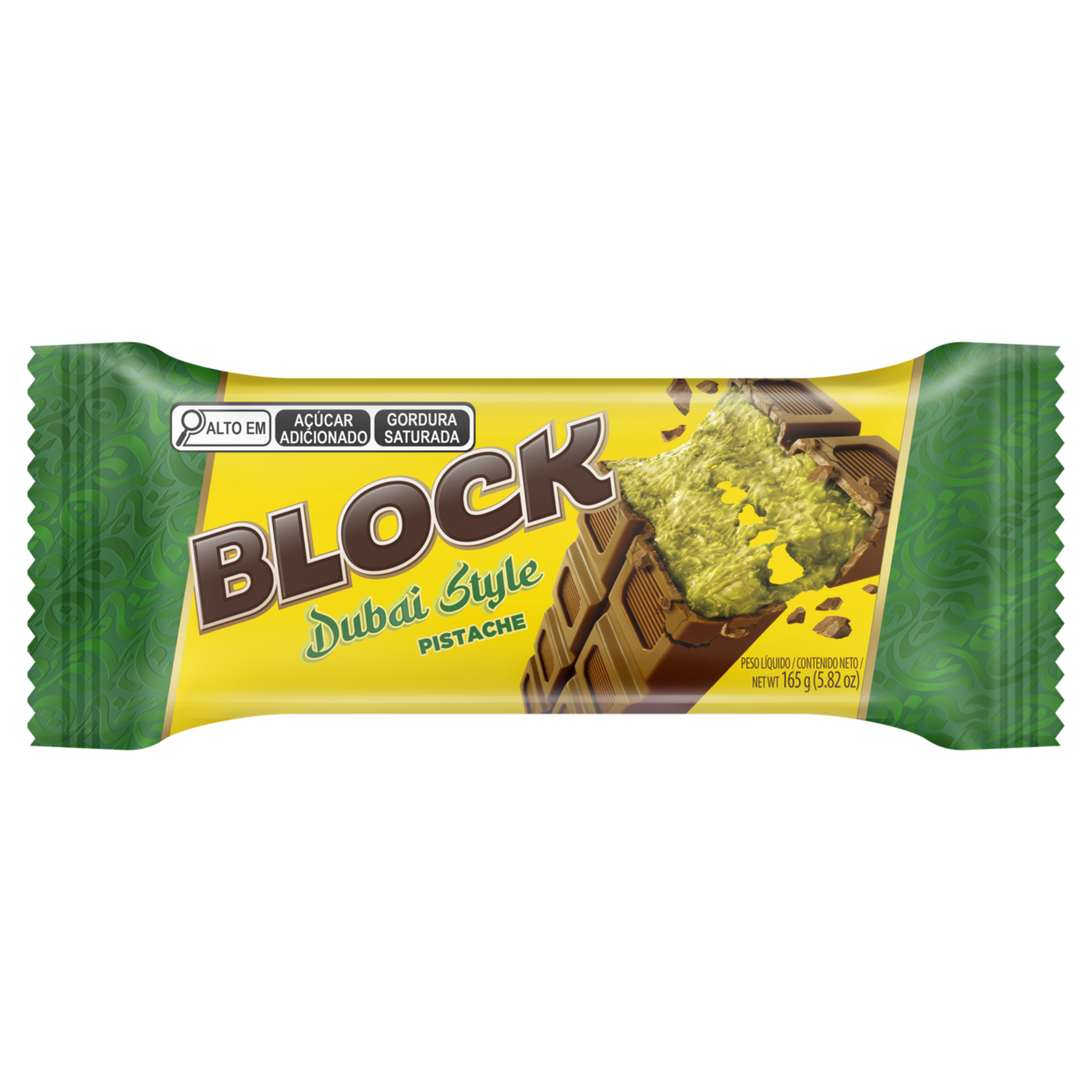 Chocolate ao Leite Recheio Pistache Dubai Style Block Pacote 165g