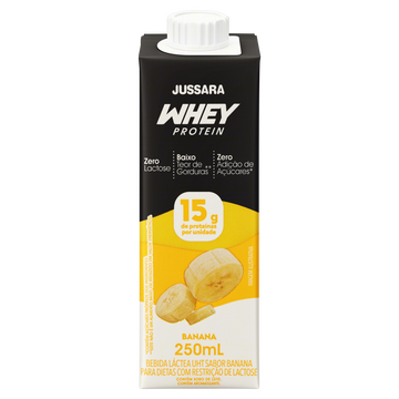 Bebida Láctea UHT Banana Whey Protein Jussara Caixa 250ml