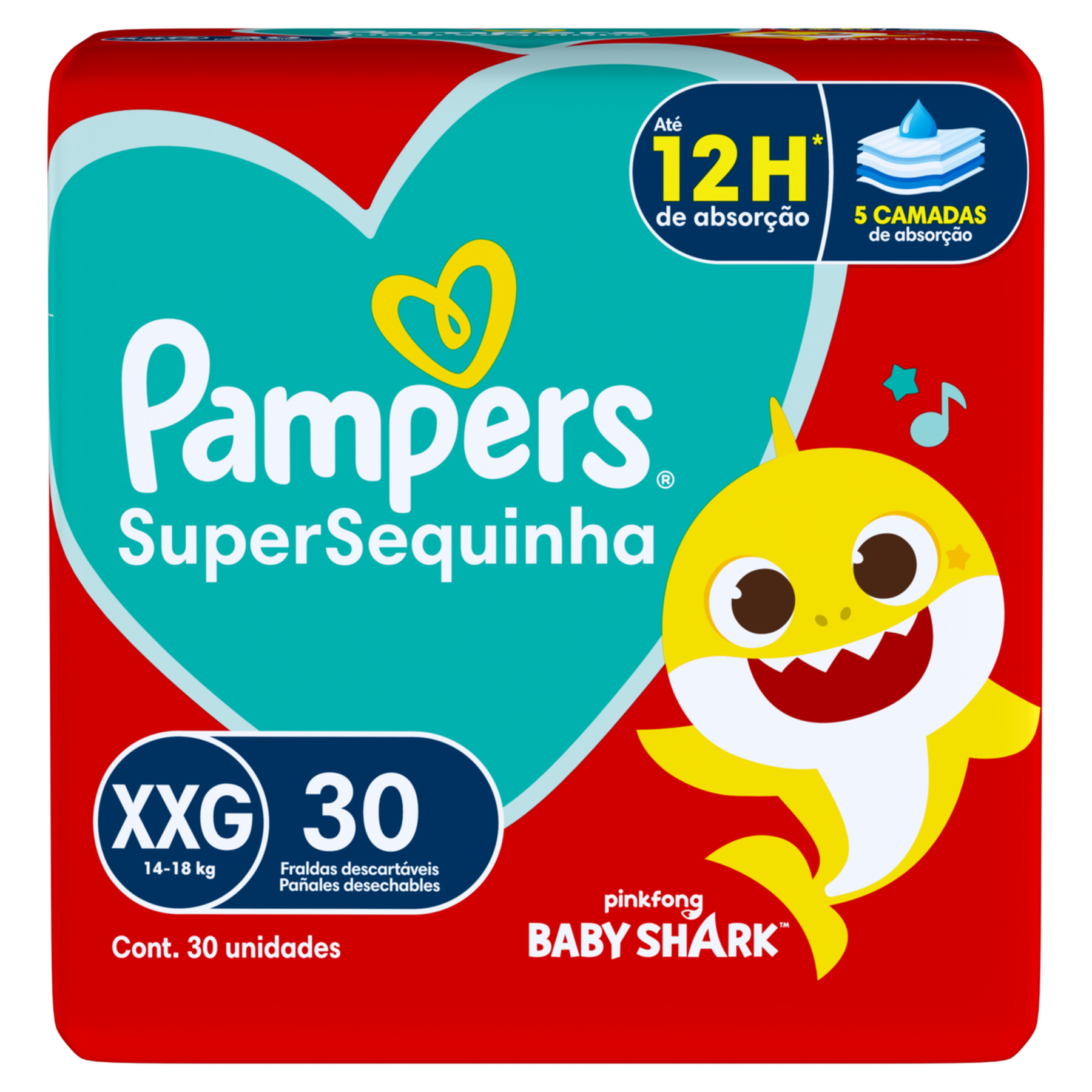 Fralda Descart&aacute;vel Pampers SuperSequinha XXG Pacote 30 Unidades