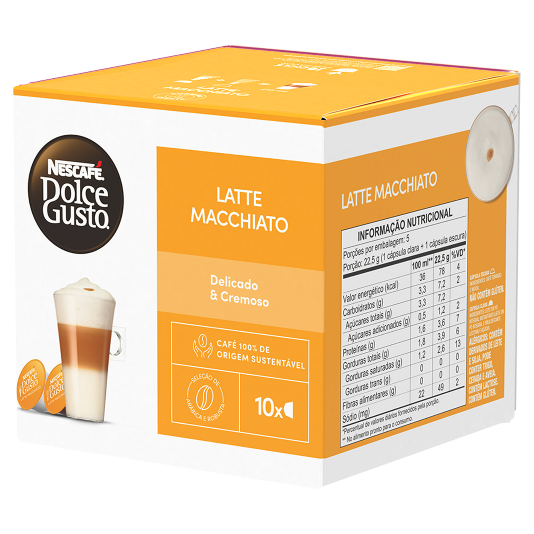 Caf&eacute; com Leite em C&aacute;psula Latte Macchiato Nescaf&eacute; Dolce Gusto Caixa C/10 Unidades