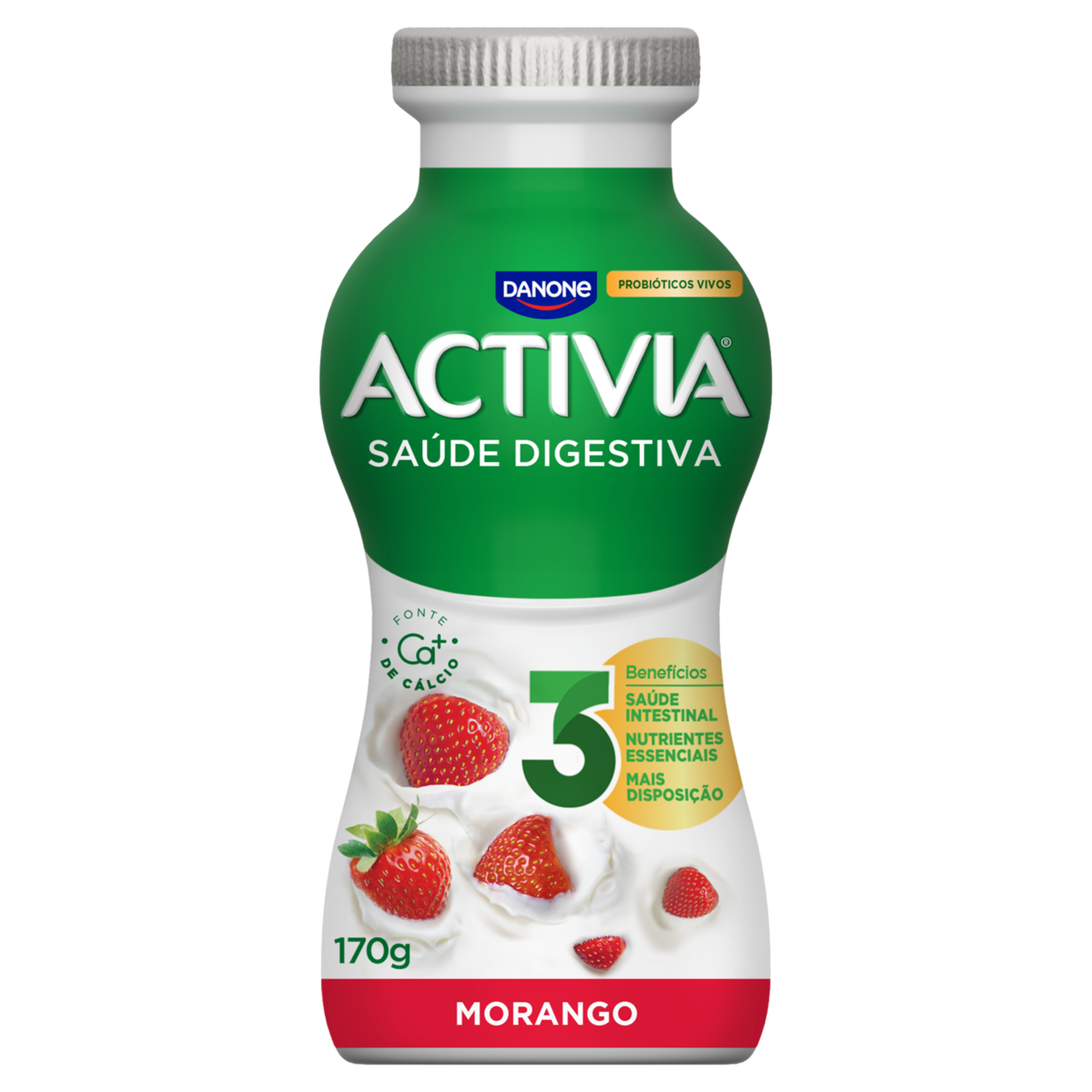 Leite Fermentado Parcialmente Desnatado Morango Activia Frasco 170g&nbsp;&nbsp;