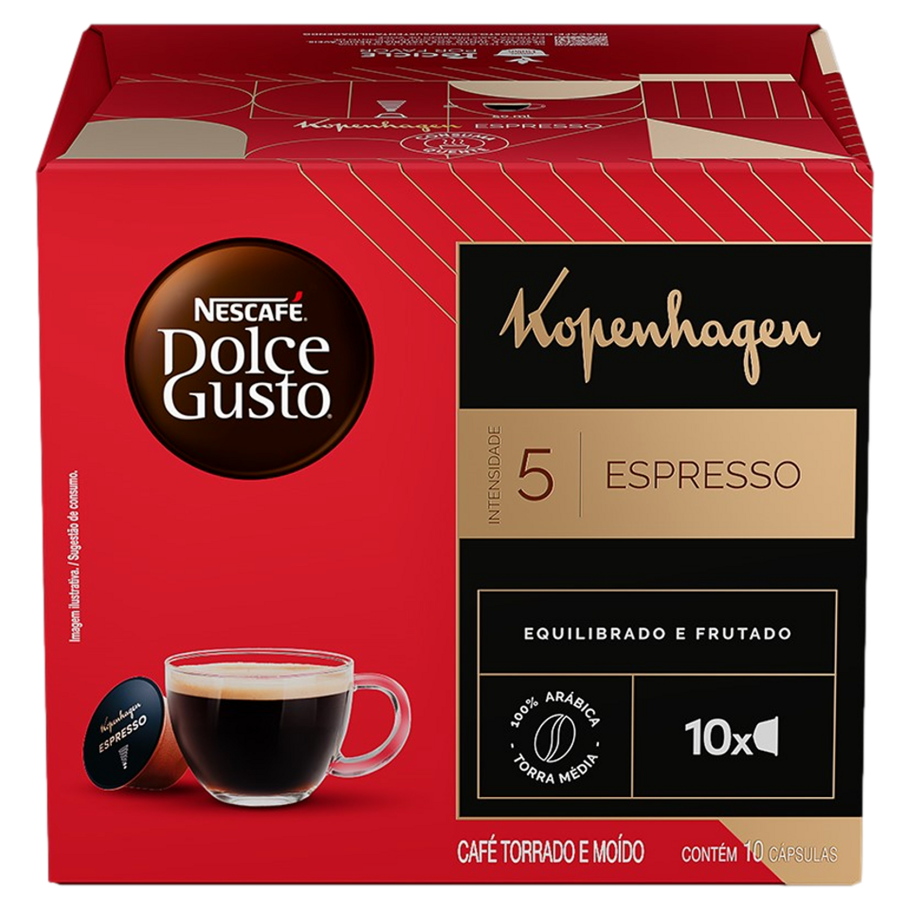 Caf&eacute; em C&aacute;psula Torrado e Mo&iacute;do Kopenhagen Espresso Nescaf&eacute; Dolce Gusto Caixa 60g C/10 Unidades