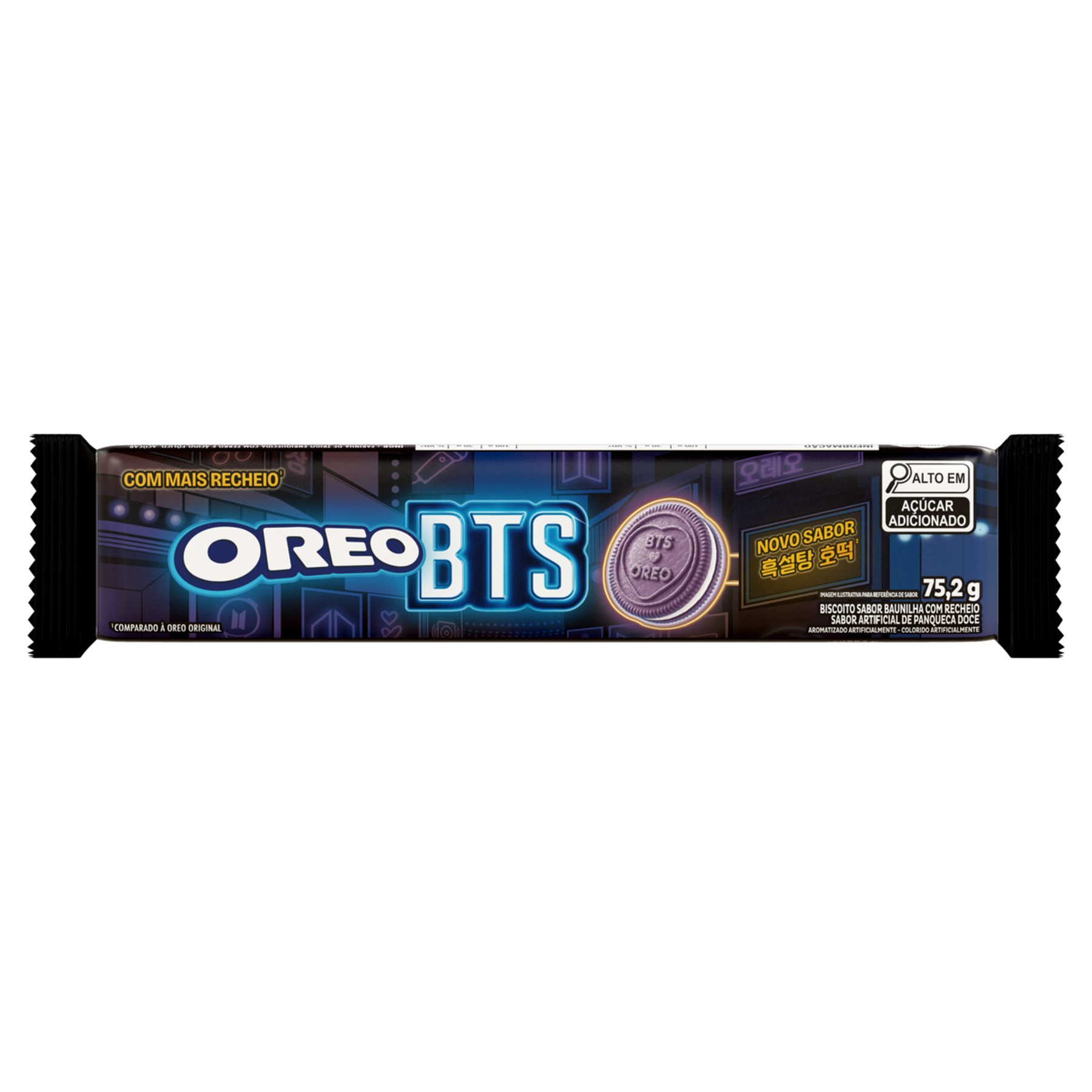 Biscoito Baunilha Recheio Panqueca Doce BTS Oreo Pacote 75,2g