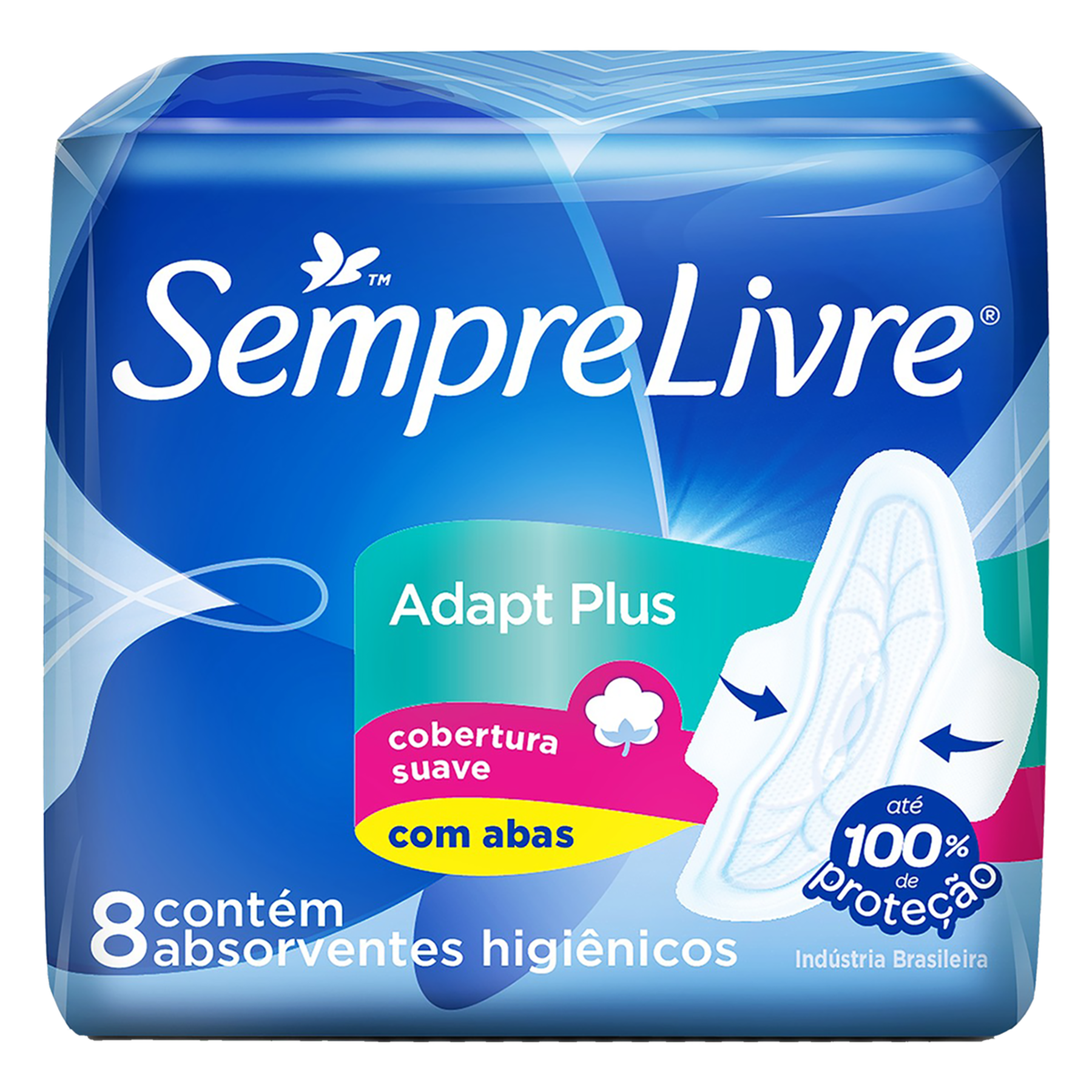 Absorvente com Abas Suave Sempre Livre Adapt Plus Pacote 8 Unidades