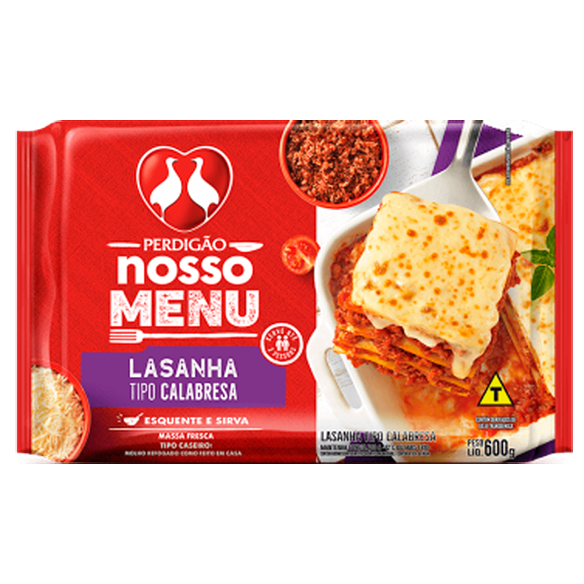 Lasanha Calabresa Perdig&atilde;o Pacote 600g