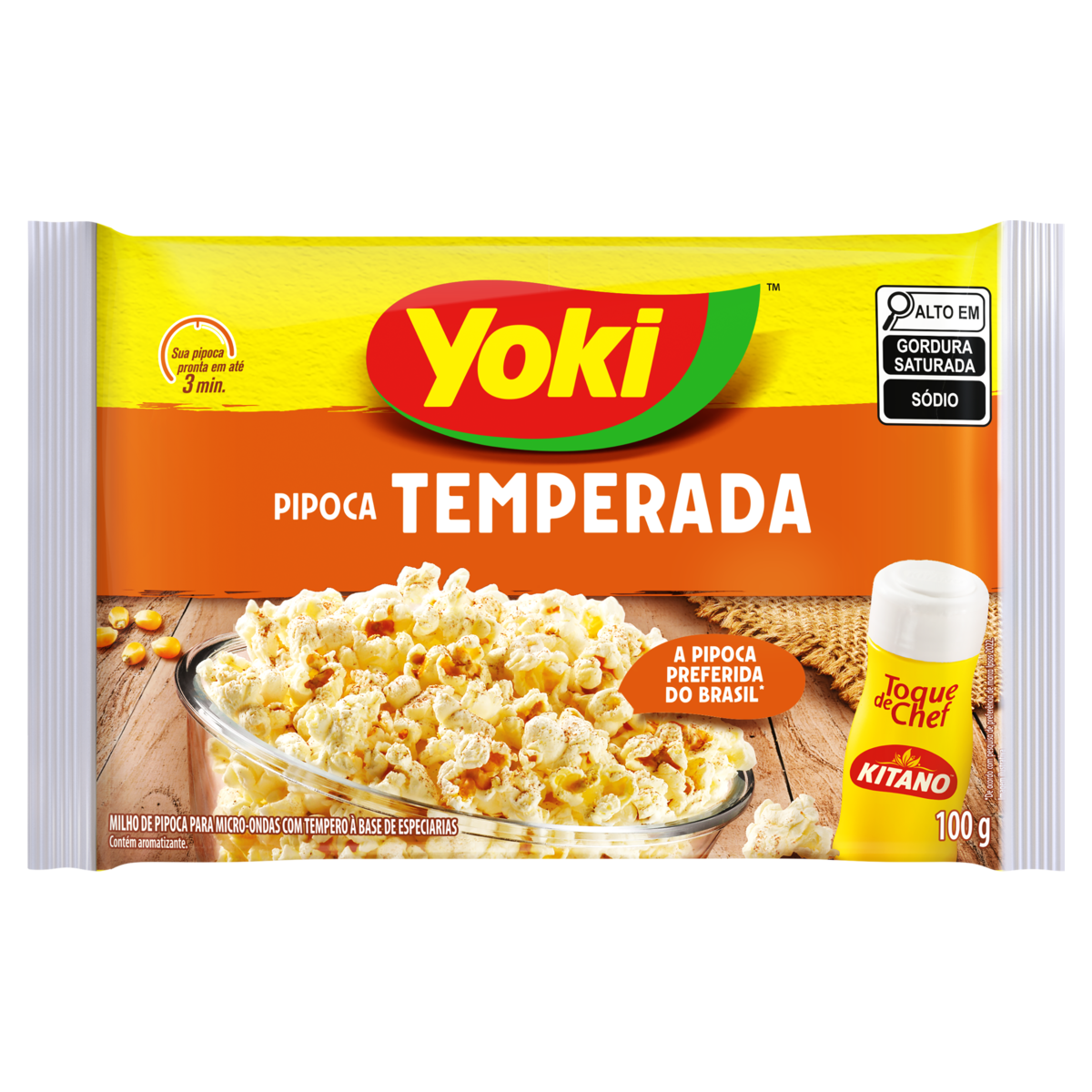 Pipoca para Micro-Ondas Temperada Yoki Pacote 100g
