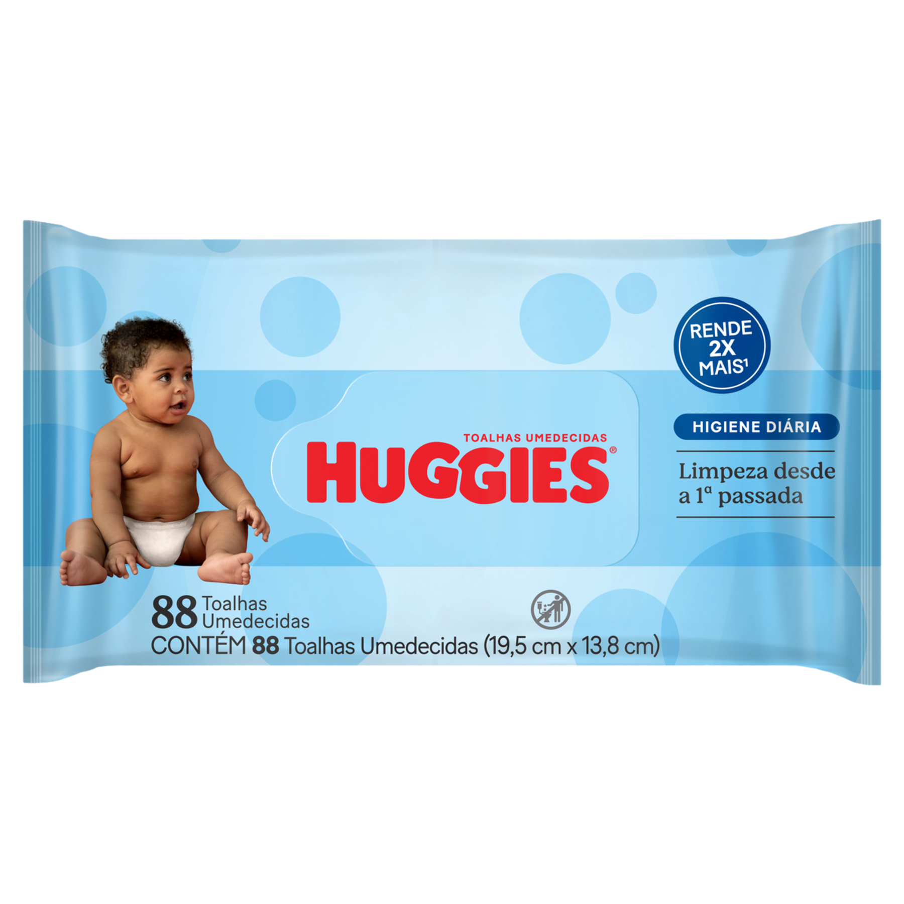 Toalha Umedecida Huggies Higiene Di&aacute;ria Pacote 88 Folhas