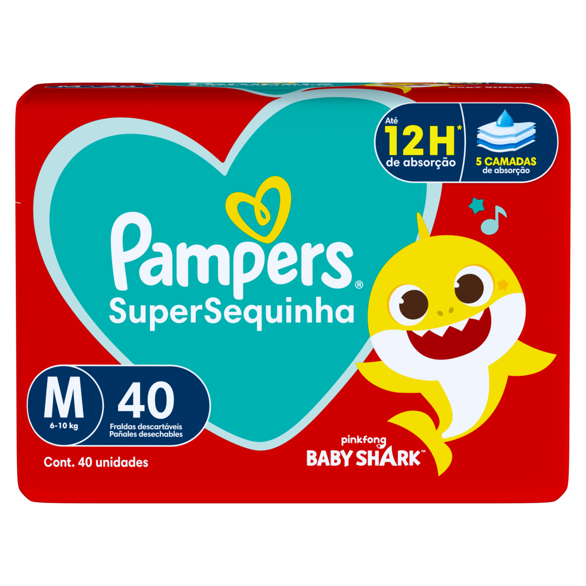 Fralda Descart&aacute;vel Infantil Pampers SuperSequinha M Pacote C/40 Unidades