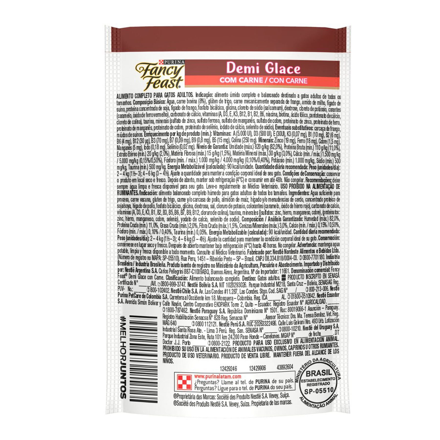 Alimento para Gatos Adultos Demi Glace com Carne Purina Fancy Feast Sachê 85g
