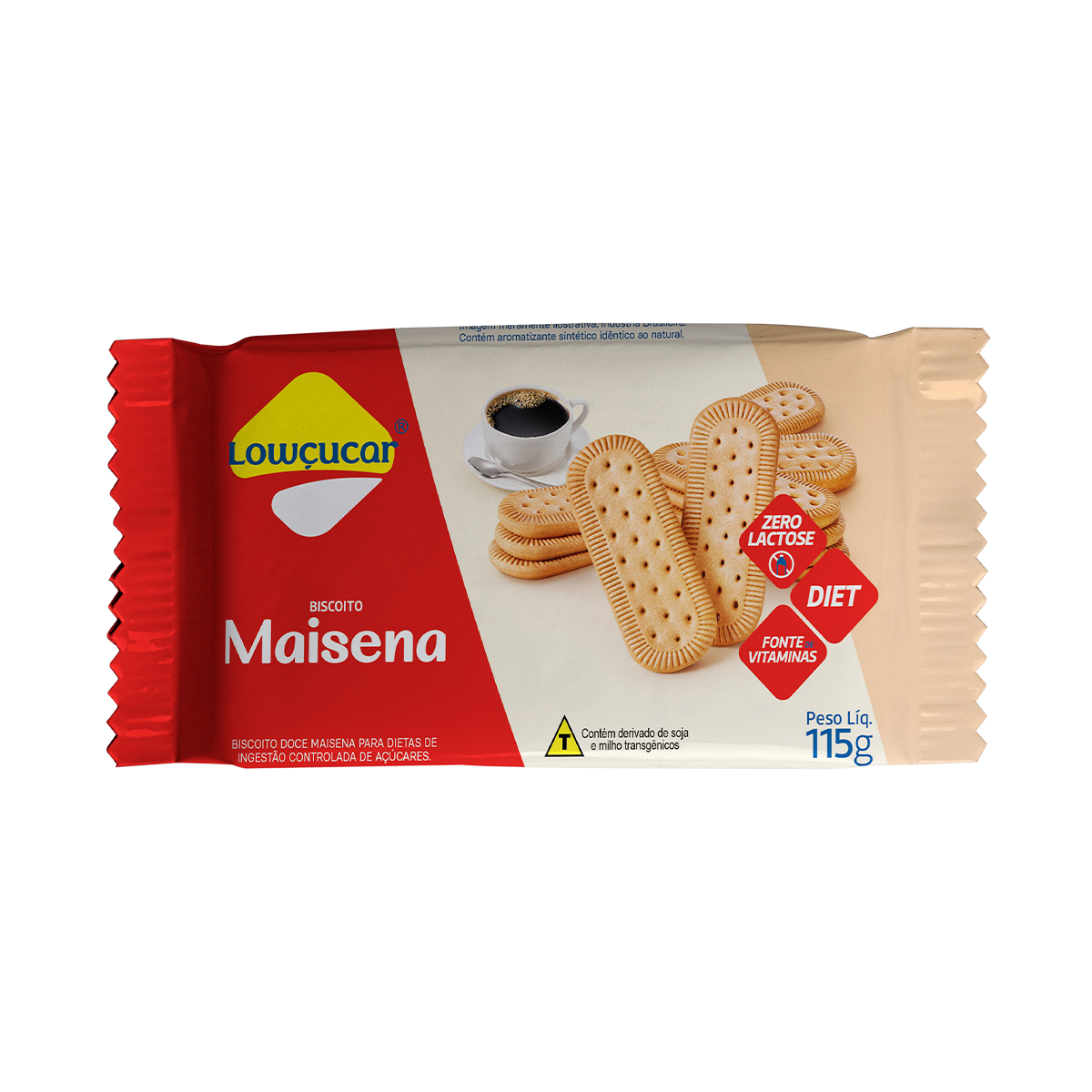 Biscoito Maisena Zero Lactose Low&ccedil;ucar Pacote 115g