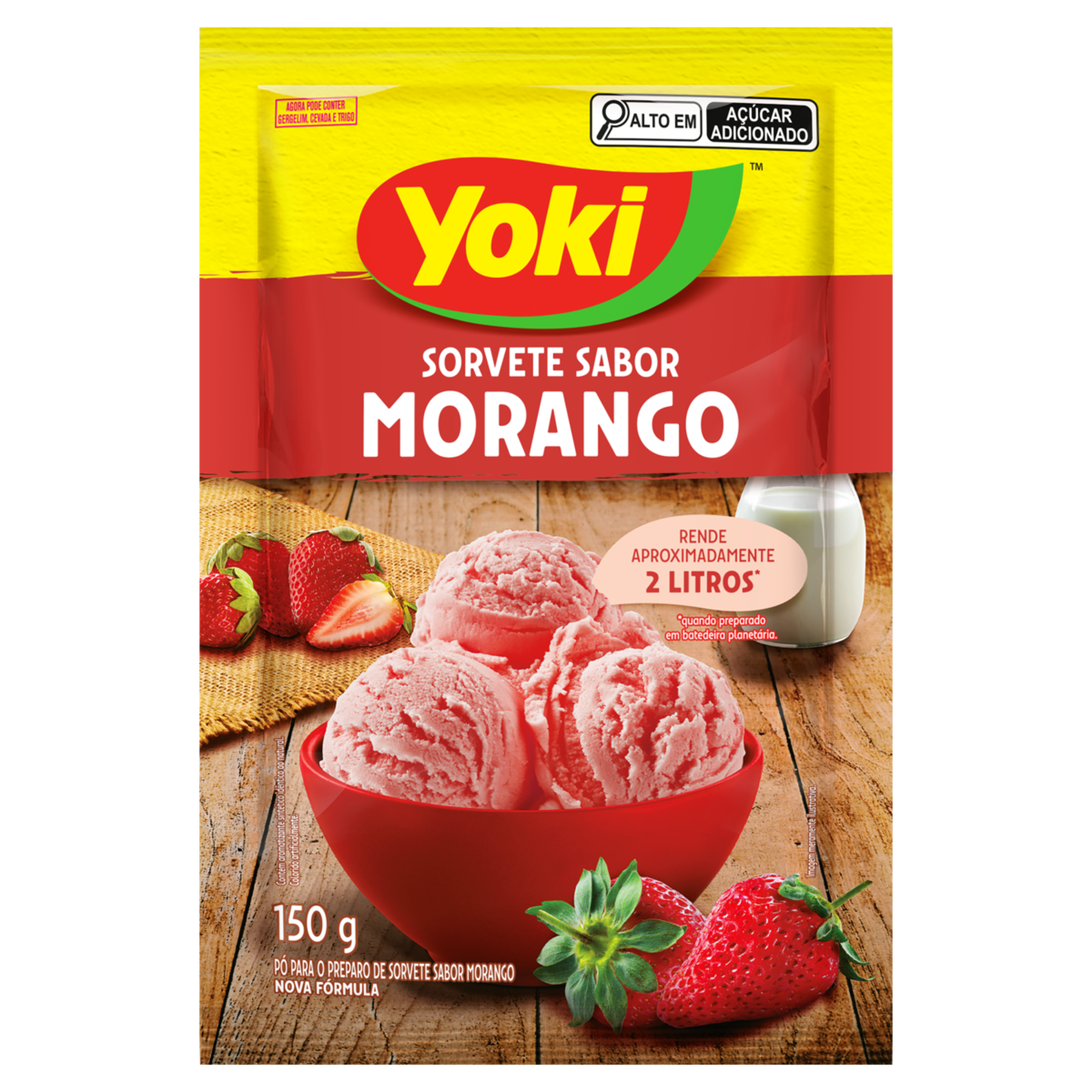 Pó para Sorvete Morango Yoki Pacote 150g