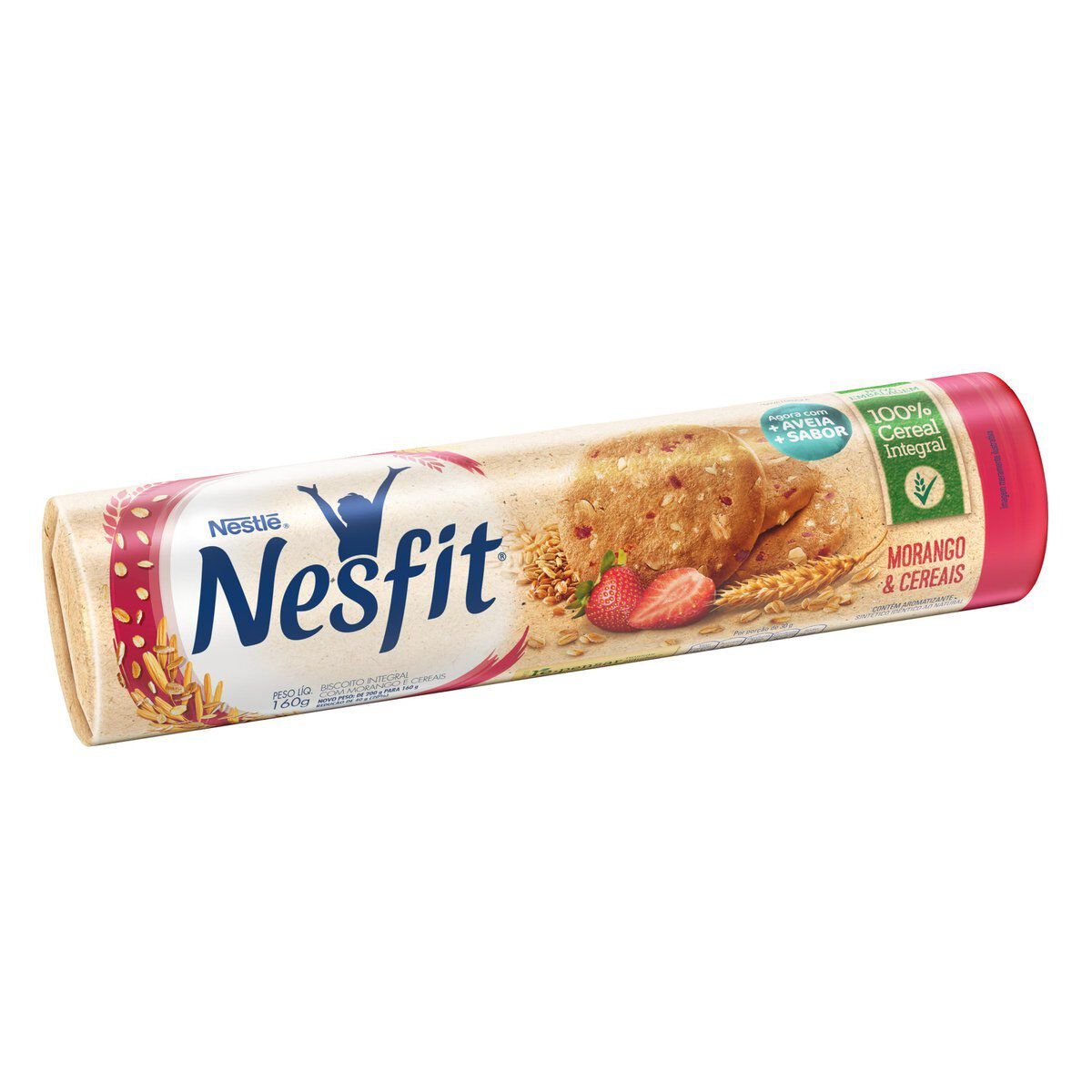 Biscoito Integral Morango & Cereais Nestl&eacute; Nesfit Pacote 160g