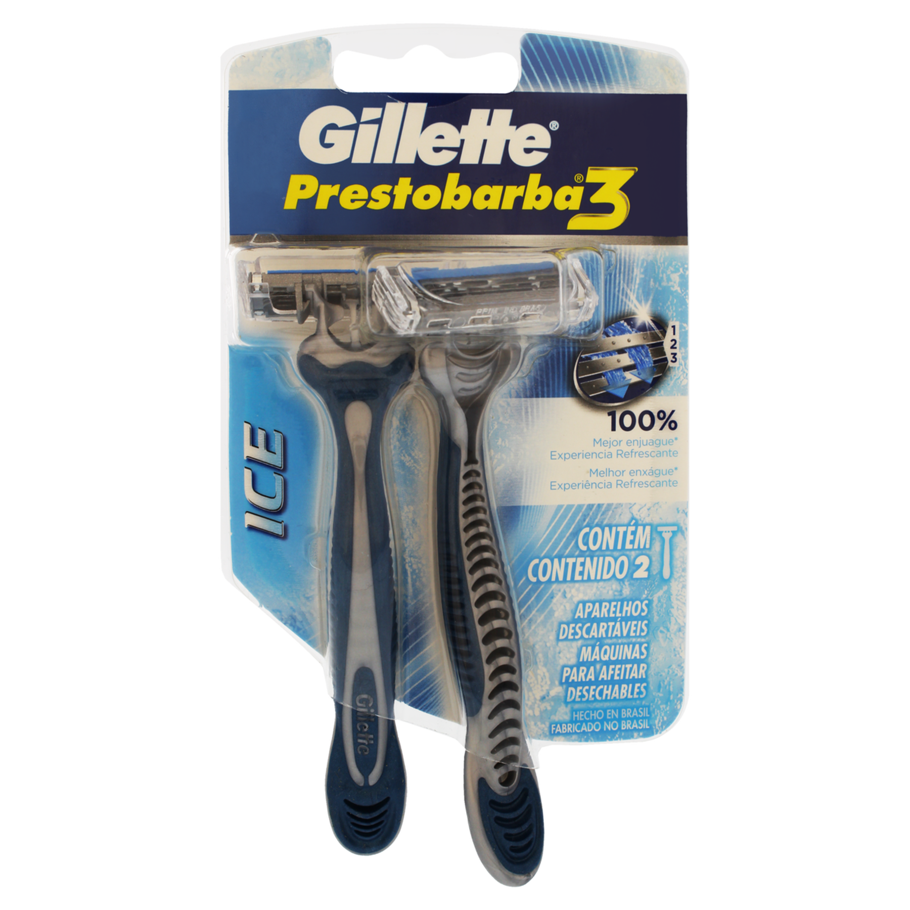 Aparelho Descartável para Barbear Gillette Prestobarba3 Ice C/2 Unidades