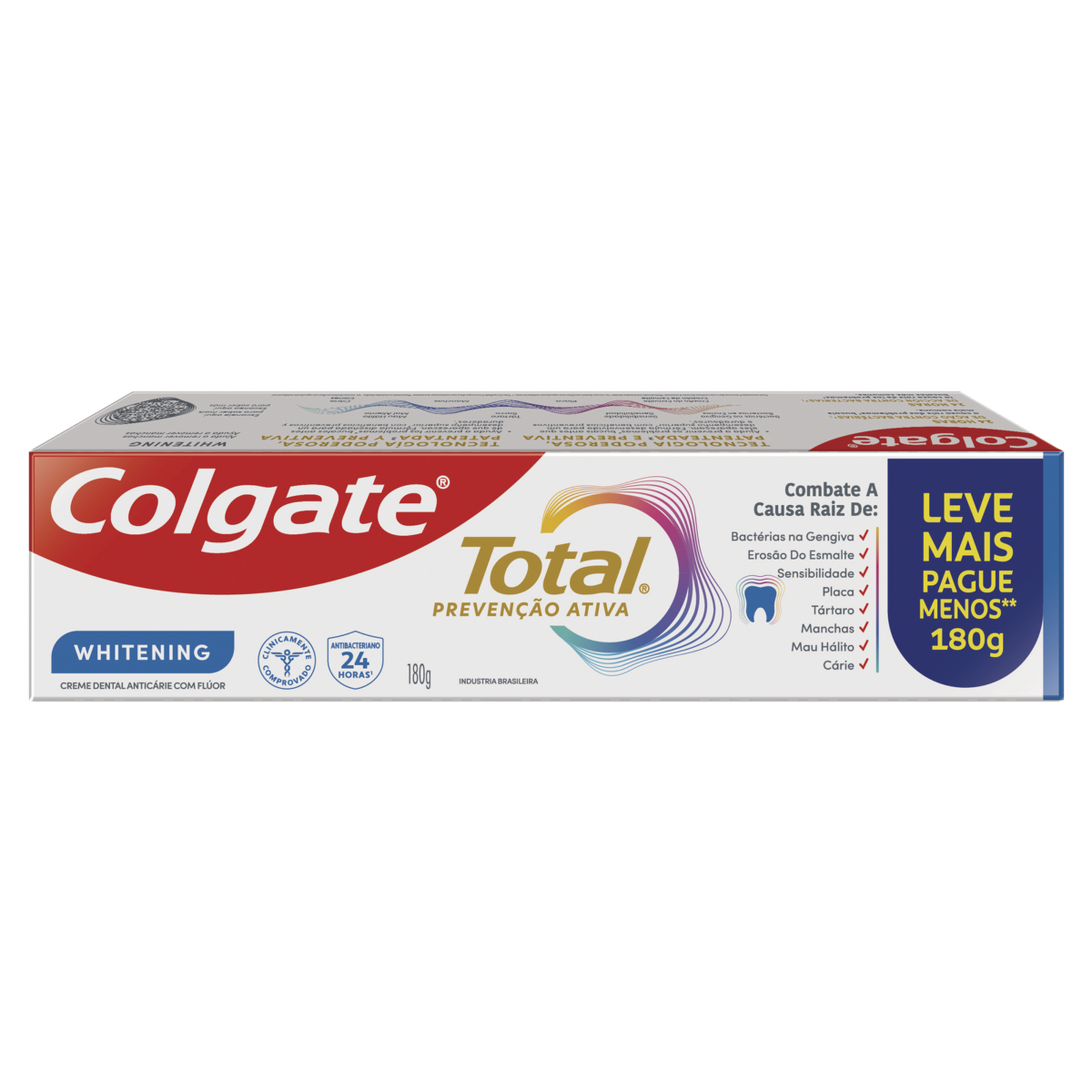 Creme Dental Whitening Colgate Total Preven&ccedil;&atilde;o Ativa Caixa 180g Leve Mais Pague Menos