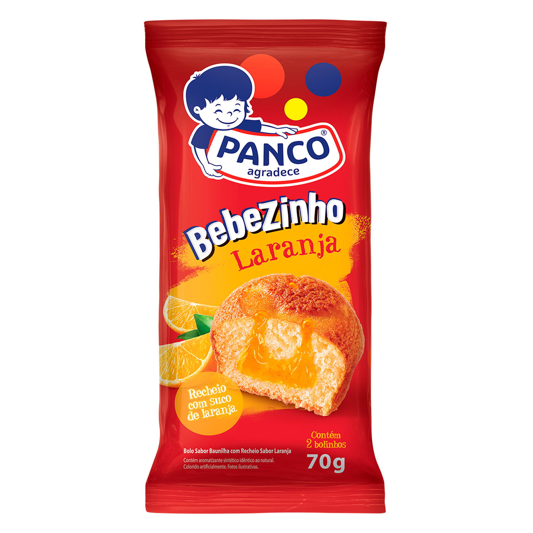Bolinho Bebezinho de Laranja Panco Pacote 70g C/2 Unidades