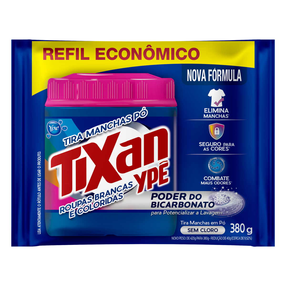 Tira Manchas Roupas Brancas e Coloridas Tixan 420g - Embalagem Refil Econ&ocirc;mico