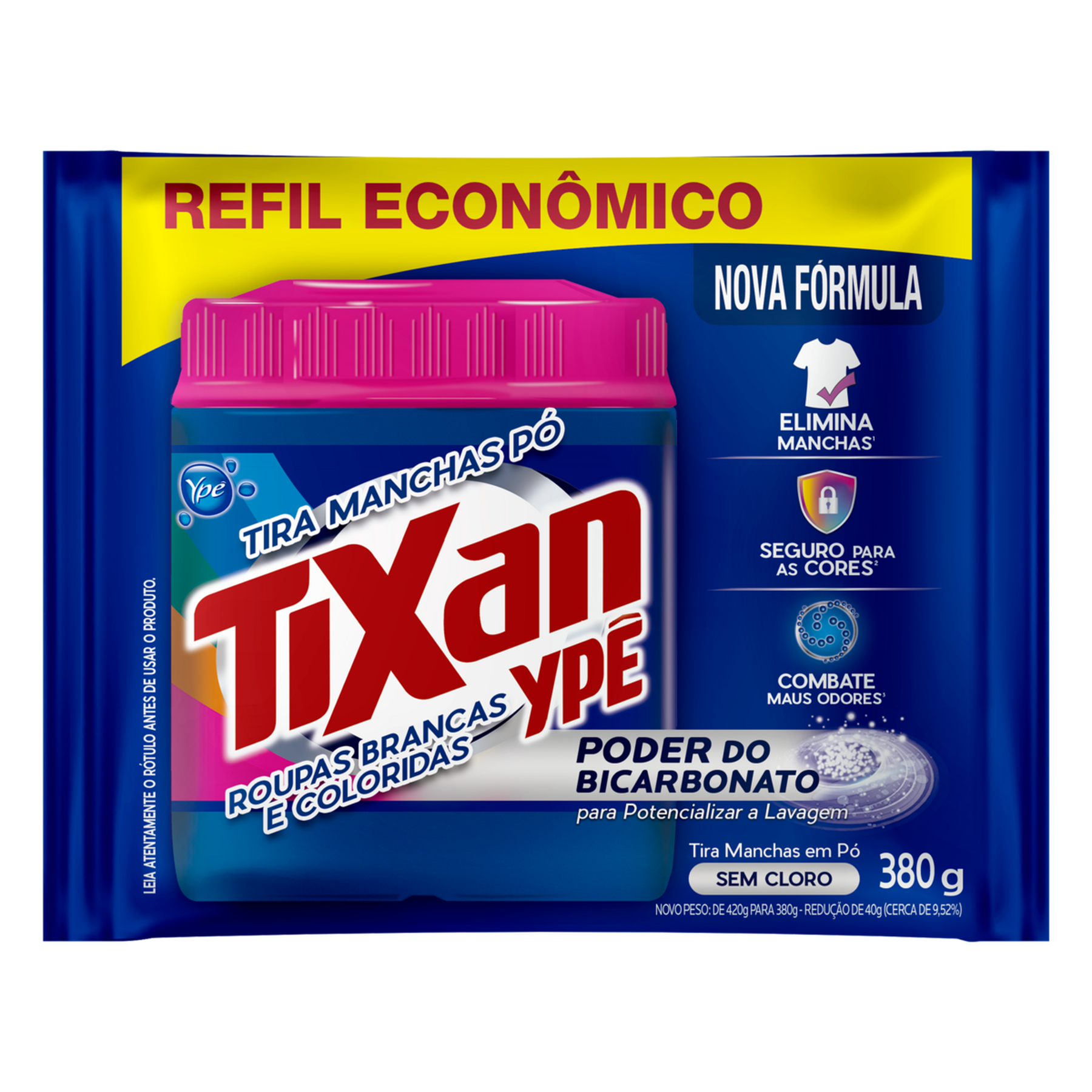 Tira Manchas Roupas Brancas e Coloridas Tixan 420g - Embalagem Refil Econ&ocirc;mico