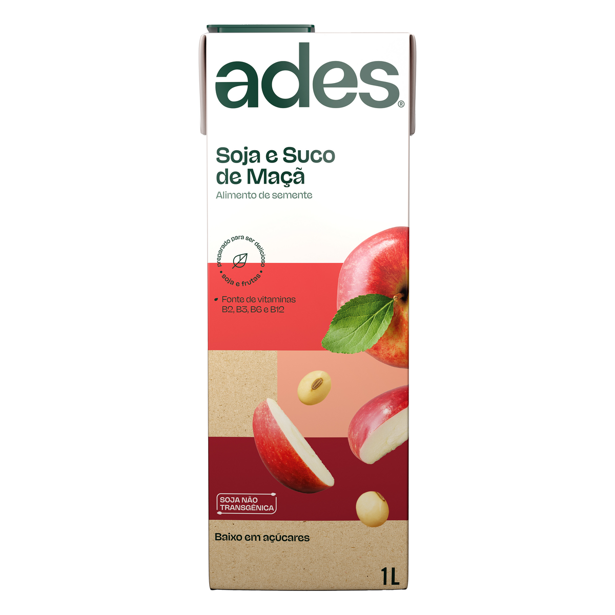 Bebida &agrave; Base de Soja Ma&ccedil;&atilde; Ades Caixa 1l