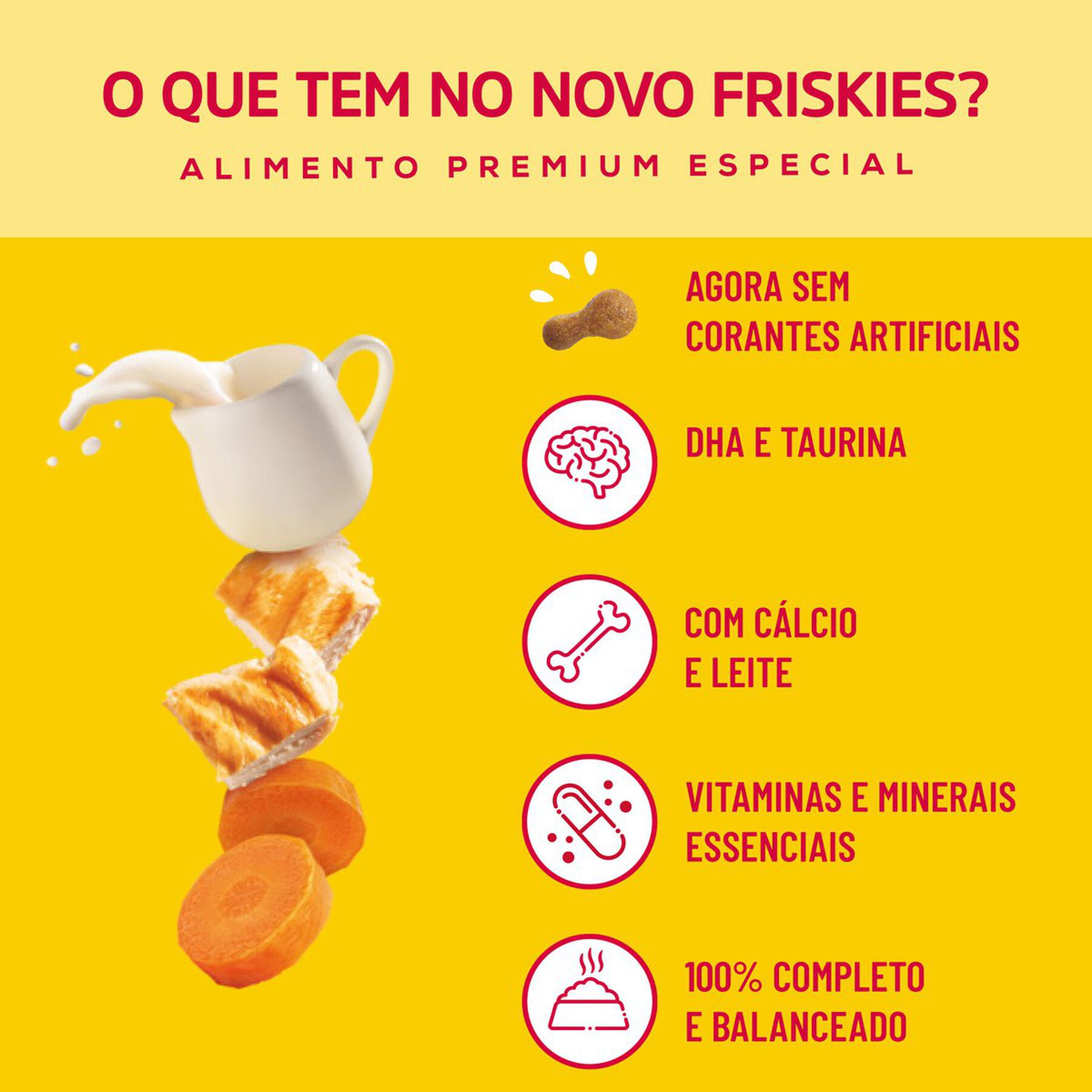 Alimento para Gatos Filhotes Frango, Cenoura e Leite Friskies Purina Pacote 1kg