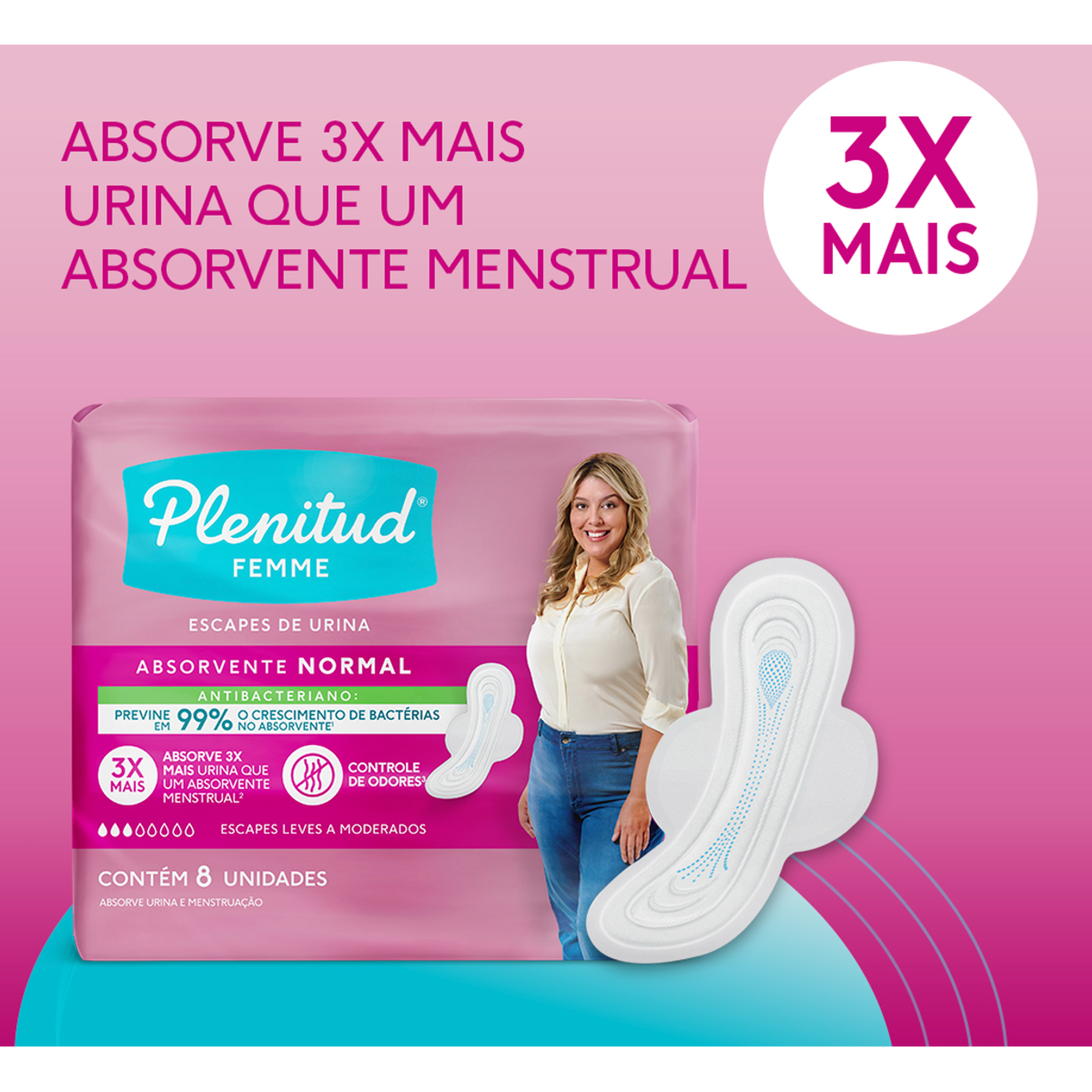 Absorvente com Abas Normal Plenitud Femme Pacote 8 Unidades