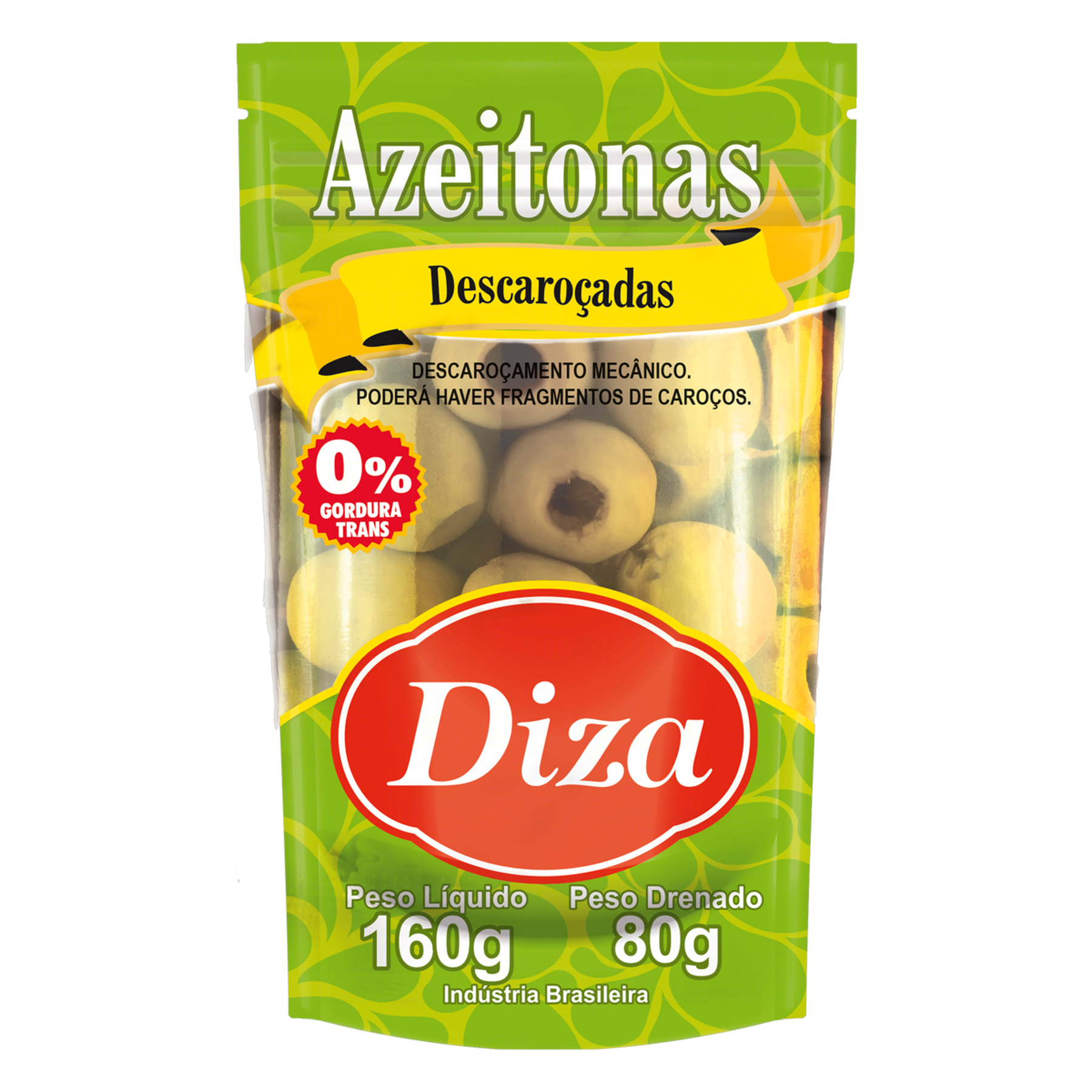 Azeitona Verde em Conserva sem Caro&ccedil;o Diza Pouch 80g