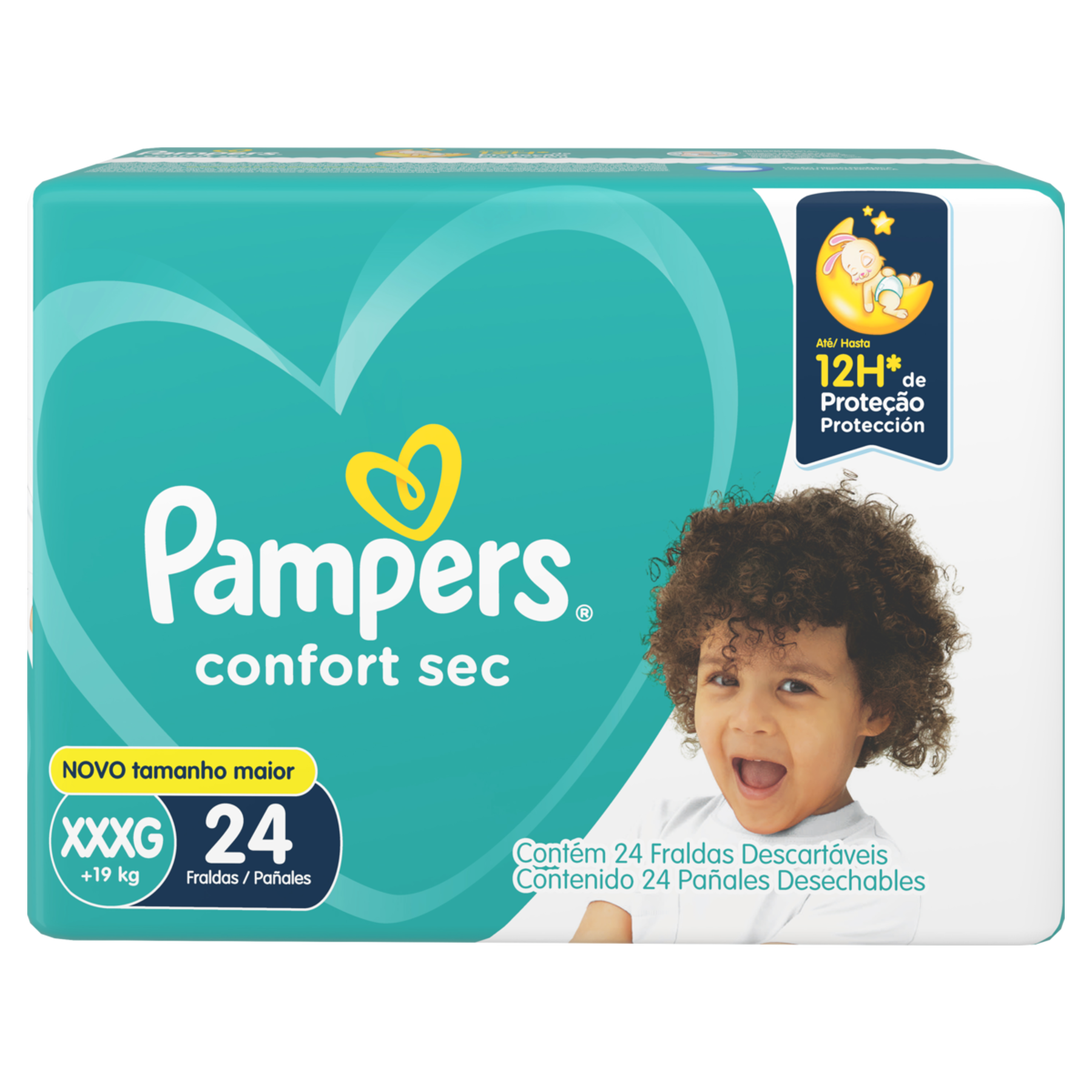 Fralda Descartável Infantil Confort Sec Pampers XXXG Pacote C/24 Unidades