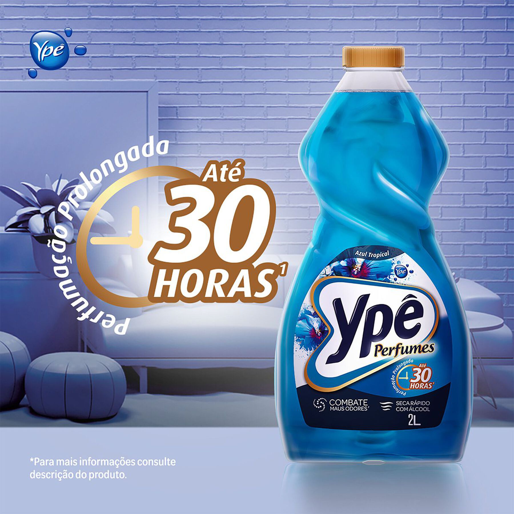 Limpador Perfumado Azul Tropical Yp&ecirc; Premium Frasco 2l