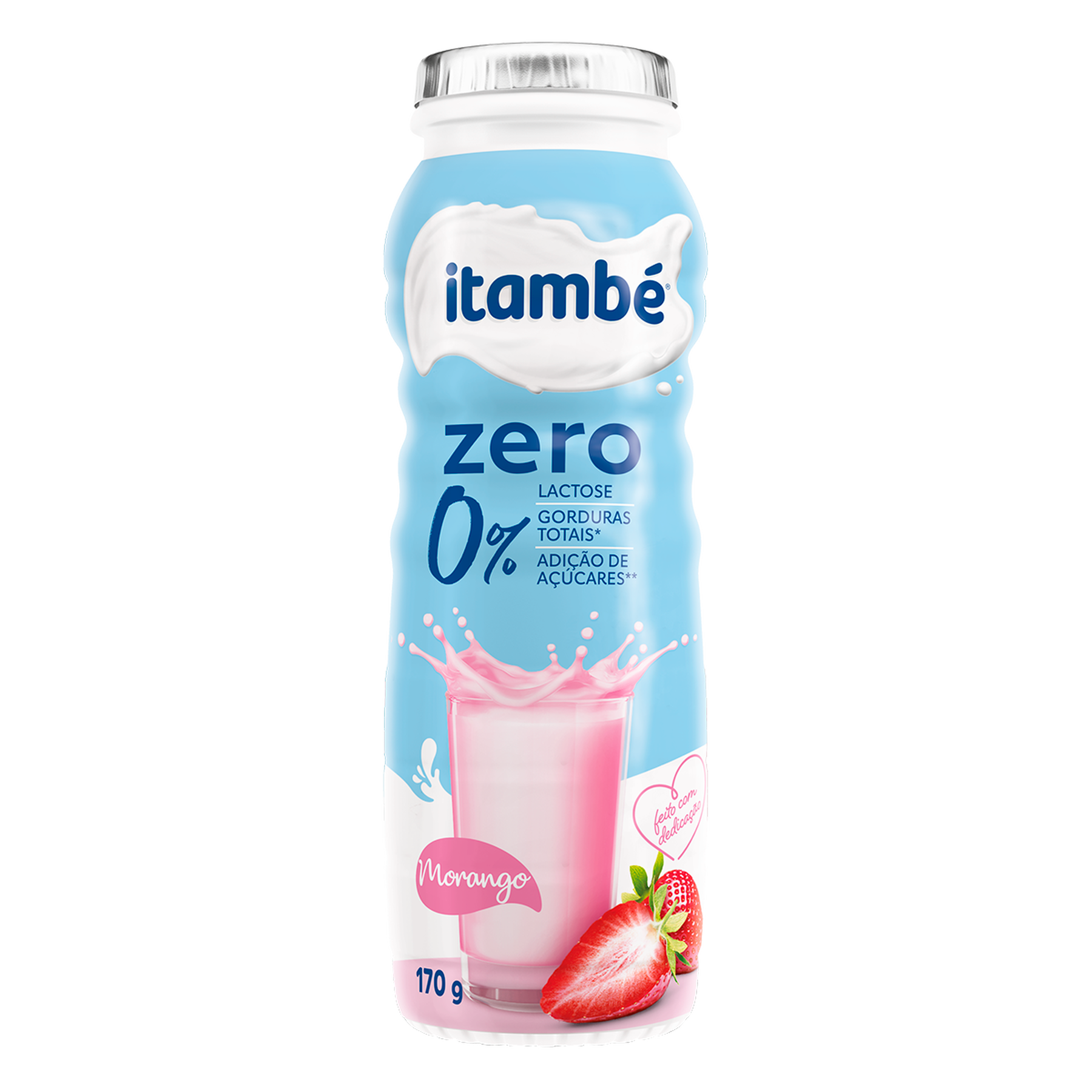 Iogurte Desnatado Morango Zero Itambé Frasco 170g